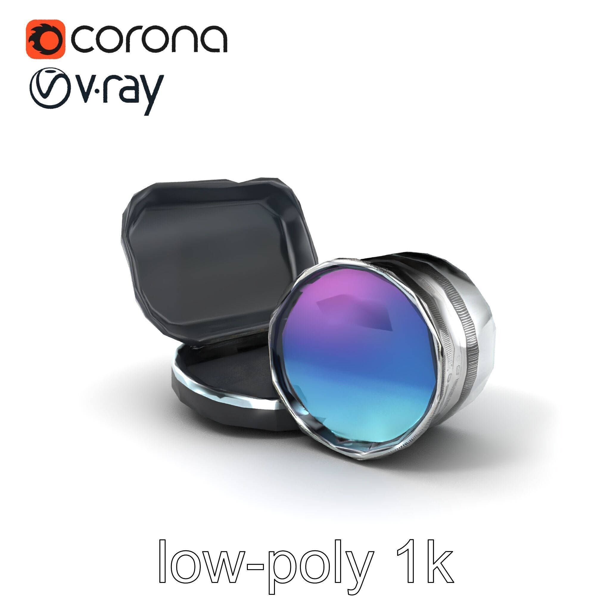 Interchangeable Lens Filter Compact Case Model Pack Low-poly 3D model_5