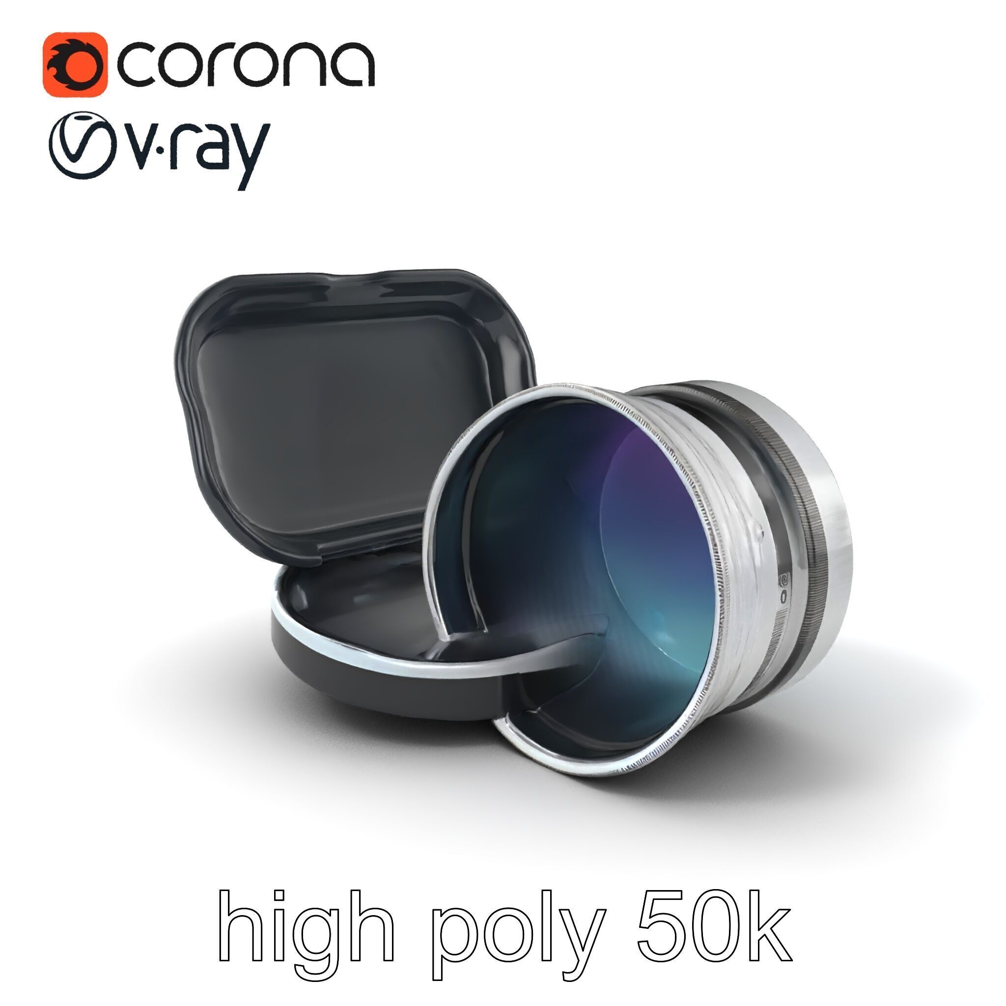 Interchangeable Lens Filter Compact Case Model Pack Low-poly 3D model_2