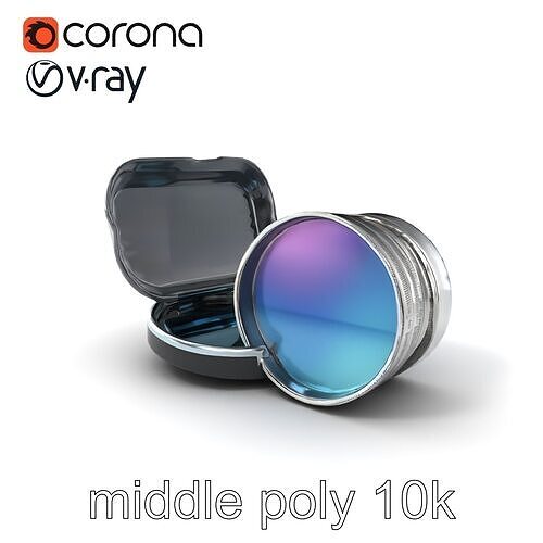 Interchangeable Lens Filter Compact Case Model Pack Low-poly 3D model