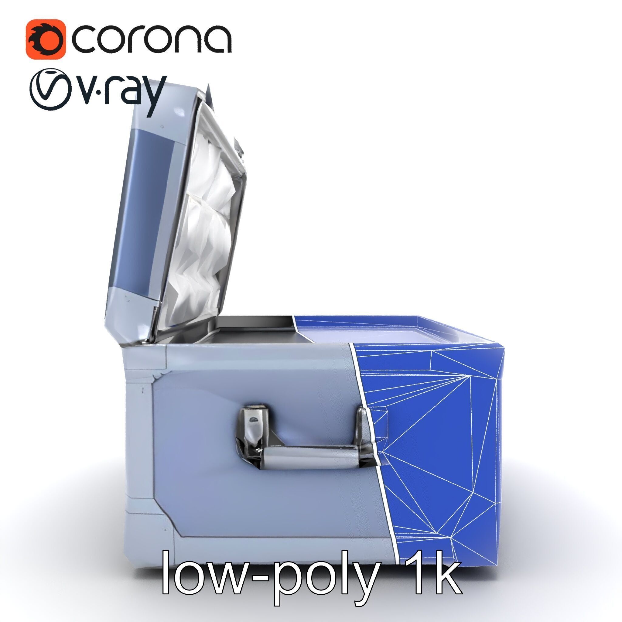 Compact Storage Trunk Model Pack with Customizable Compartments Low-poly 3D model_16