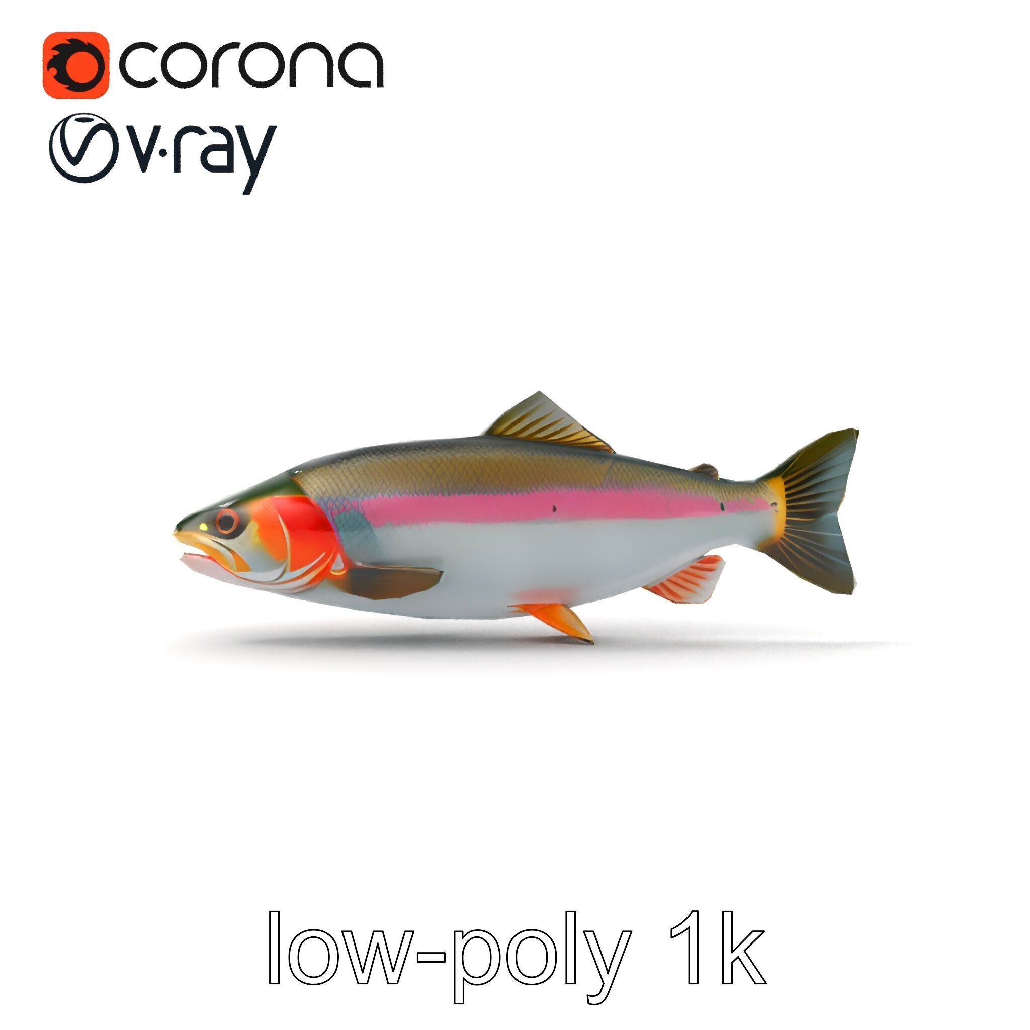 Dynamic Trout Fish Nature Realism model pack Low-poly 3D model_26