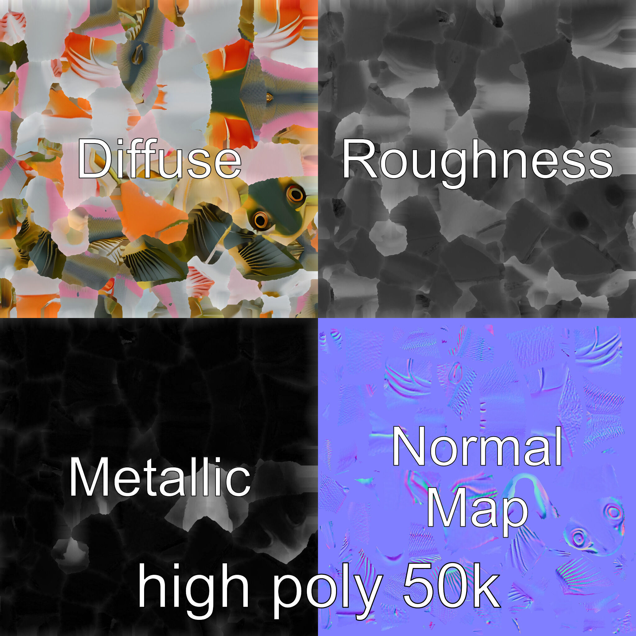 Dynamic Trout Fish Nature Realism model pack Low-poly 3D model_3