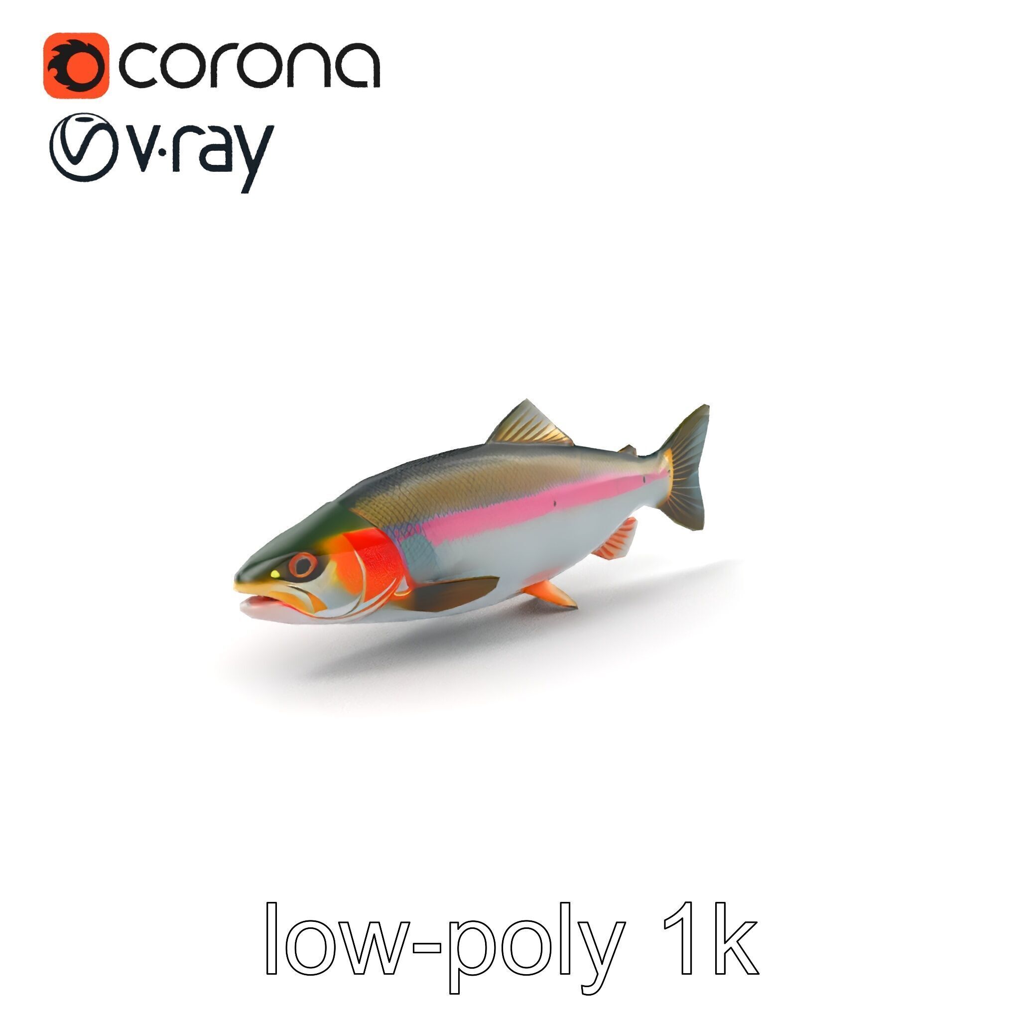 Dynamic Trout Fish Nature Realism model pack Low-poly 3D model_5