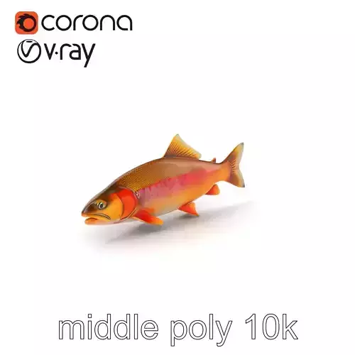 Golden Trout Freshwater Fish Realistic 3D model pack Low-poly 3D model