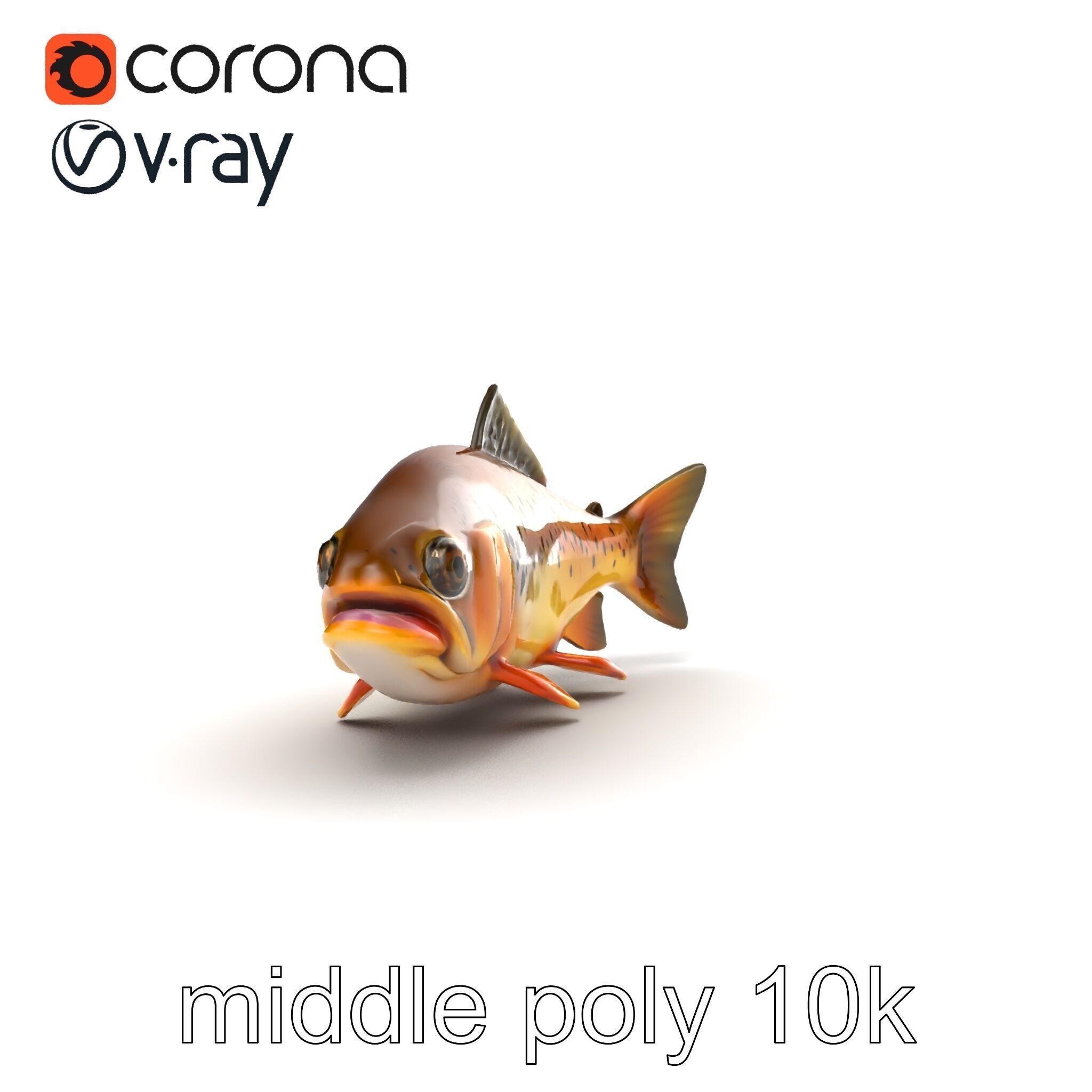 Bright Yellow Apache Trout 3D model pack with Detailed Textures Low-poly 3D model_22