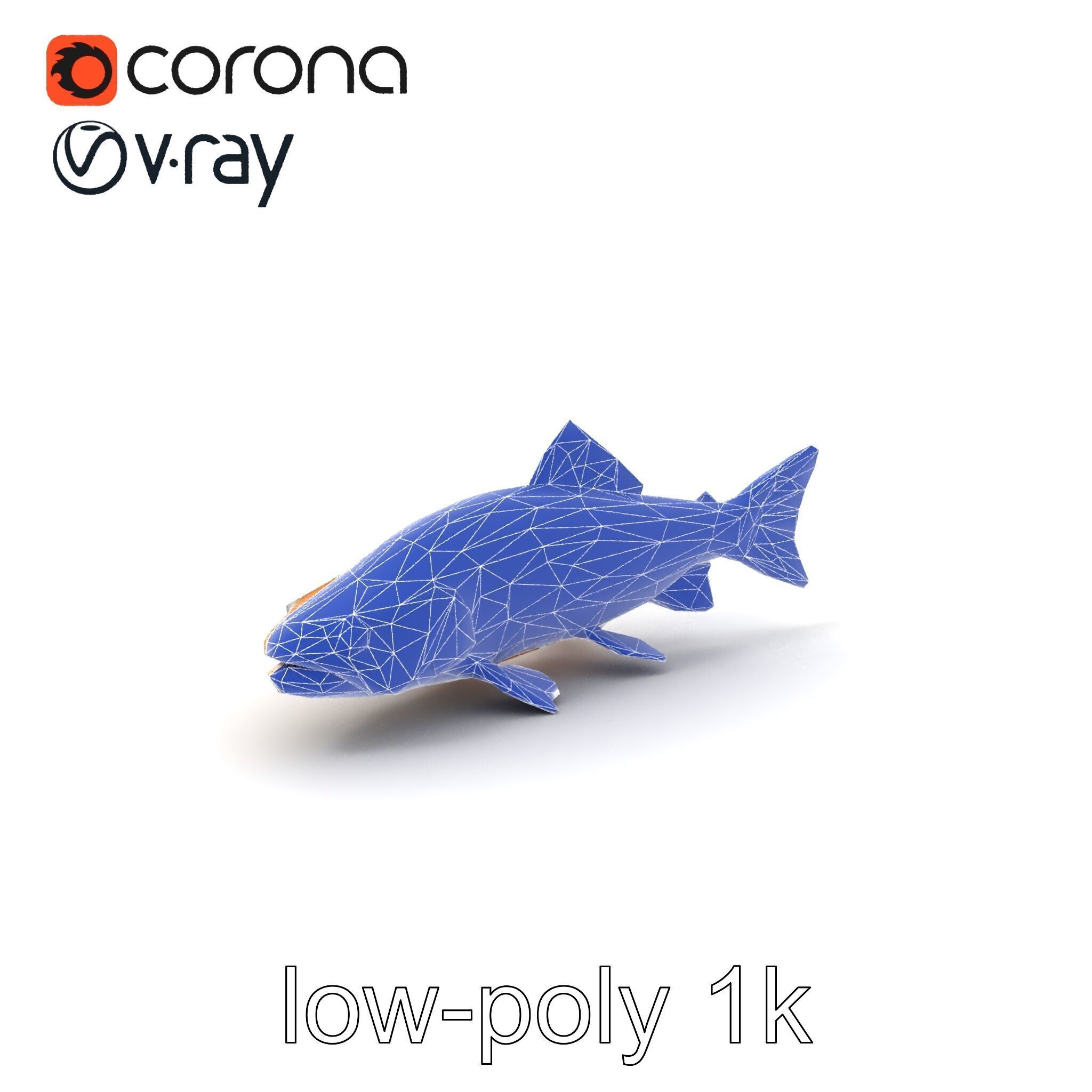 Bright Yellow Apache Trout 3D model pack with Detailed Textures Low-poly 3D model_6