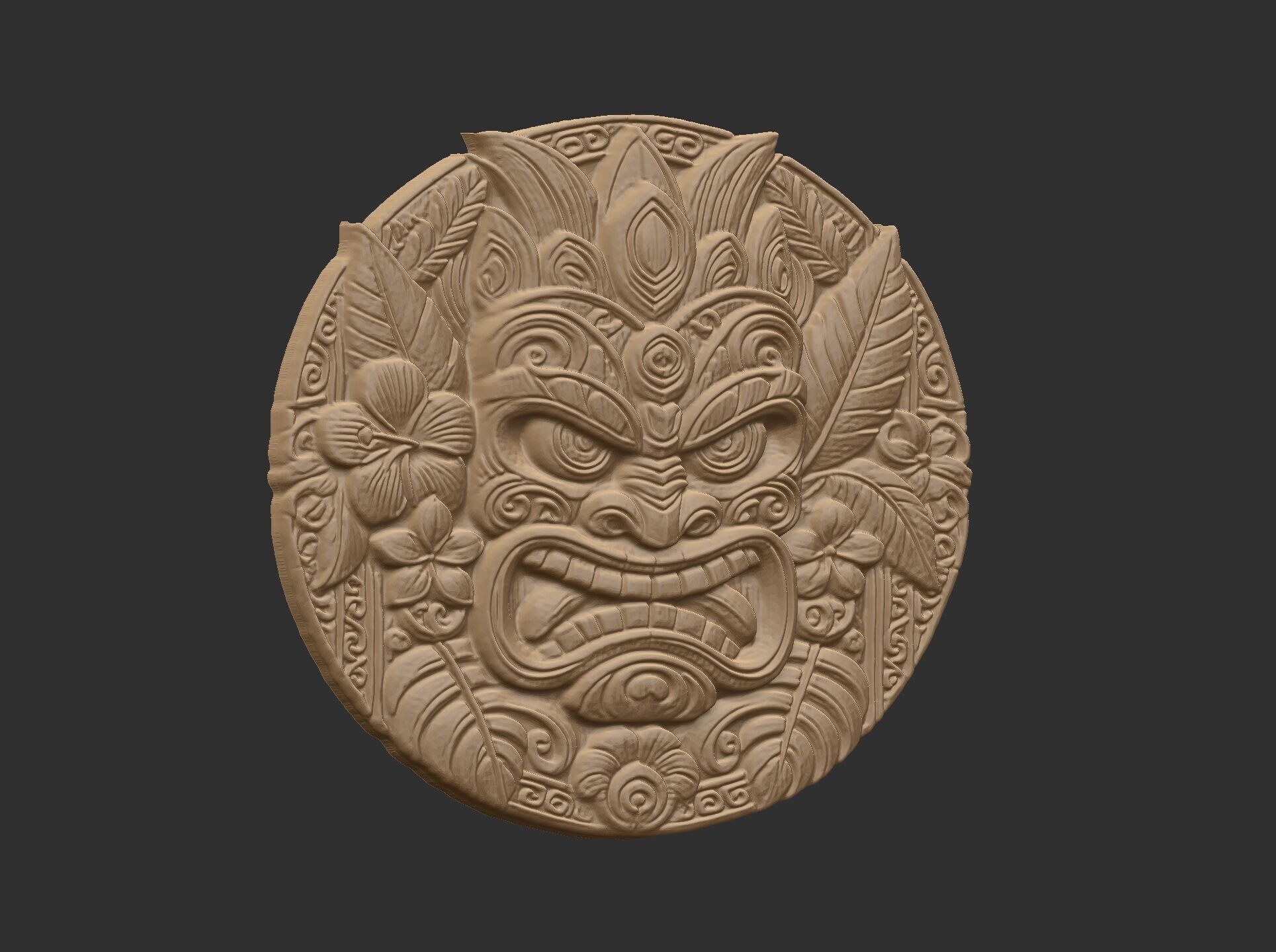 tiki mask wall decor 3D print model_11