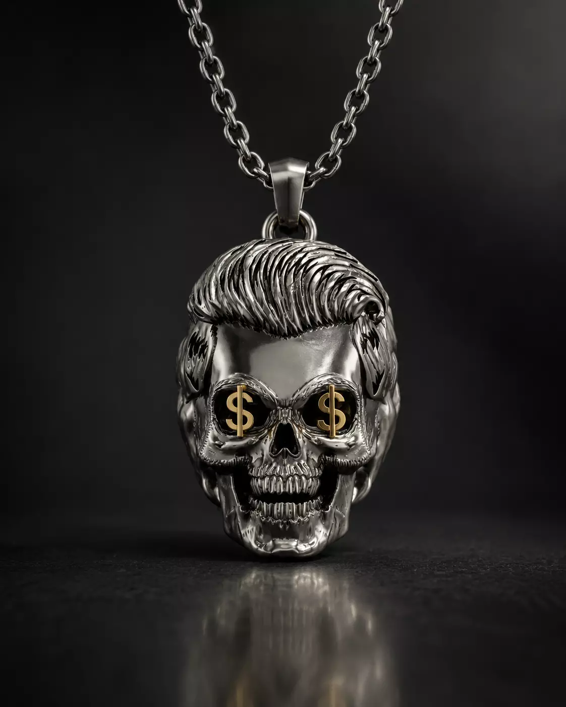 Money Eyed Skull Pendant Skull With Dollar Signs Necklace STL 3D print model