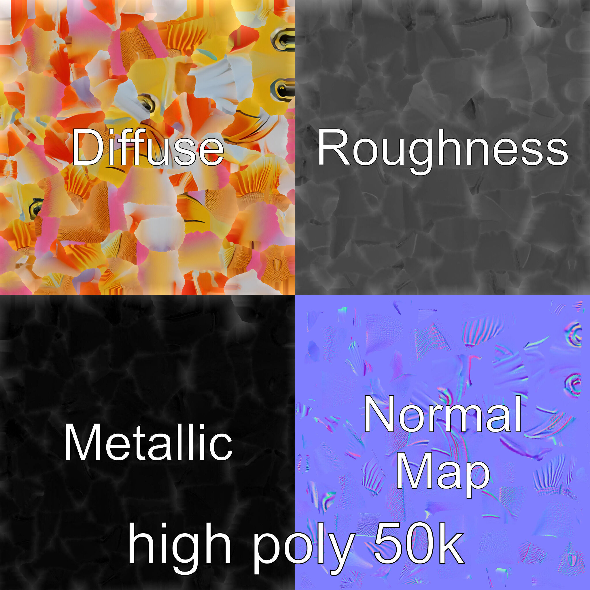 Golden Rainbow Trout 3D Realistic Model Pack Low-poly 3D model_3