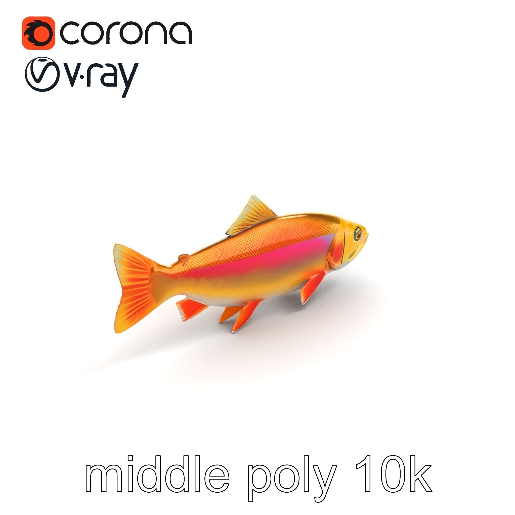 Golden Rainbow Trout 3D Realistic Model Pack Low-poly 3D model_8