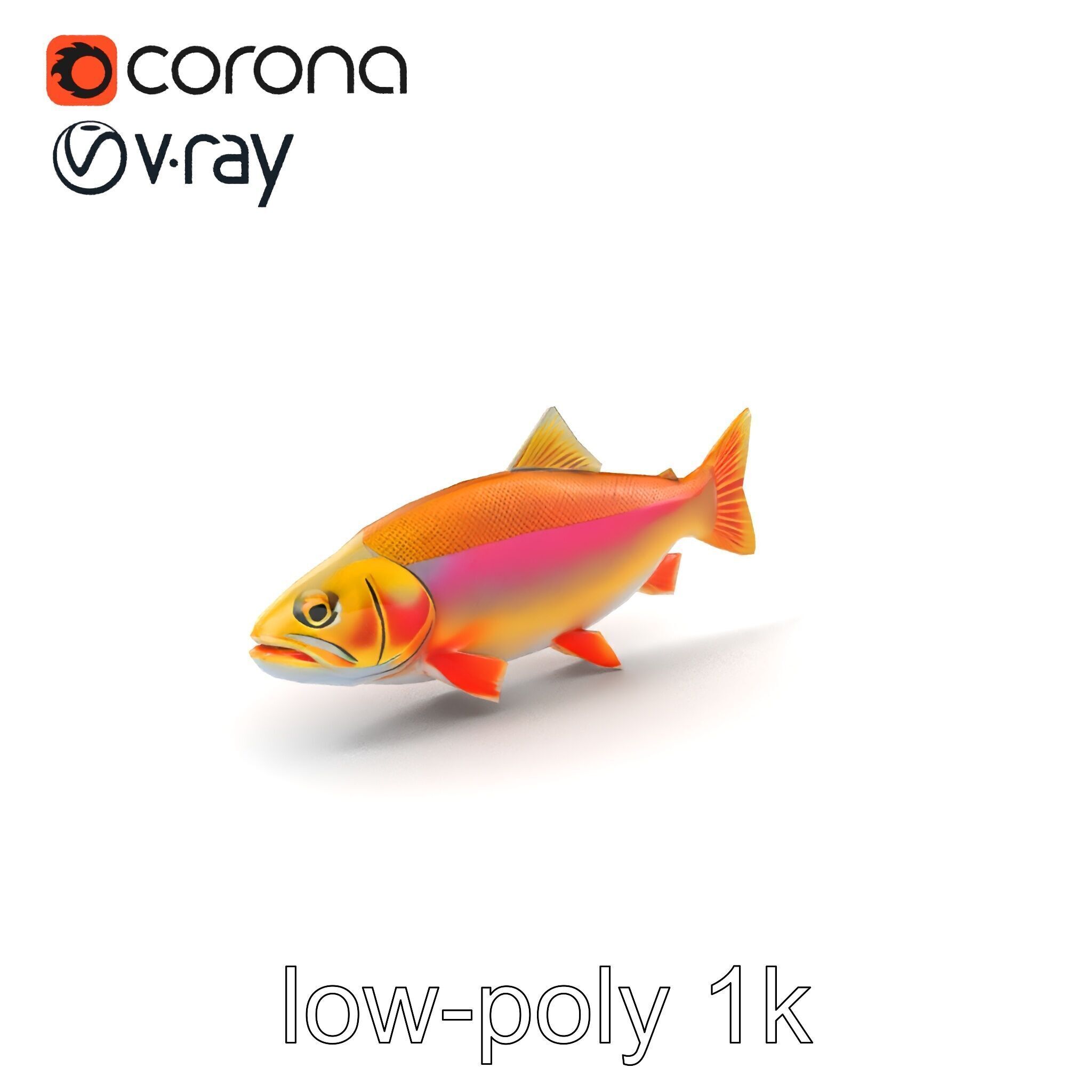 Golden Rainbow Trout 3D Realistic Model Pack Low-poly 3D model_5