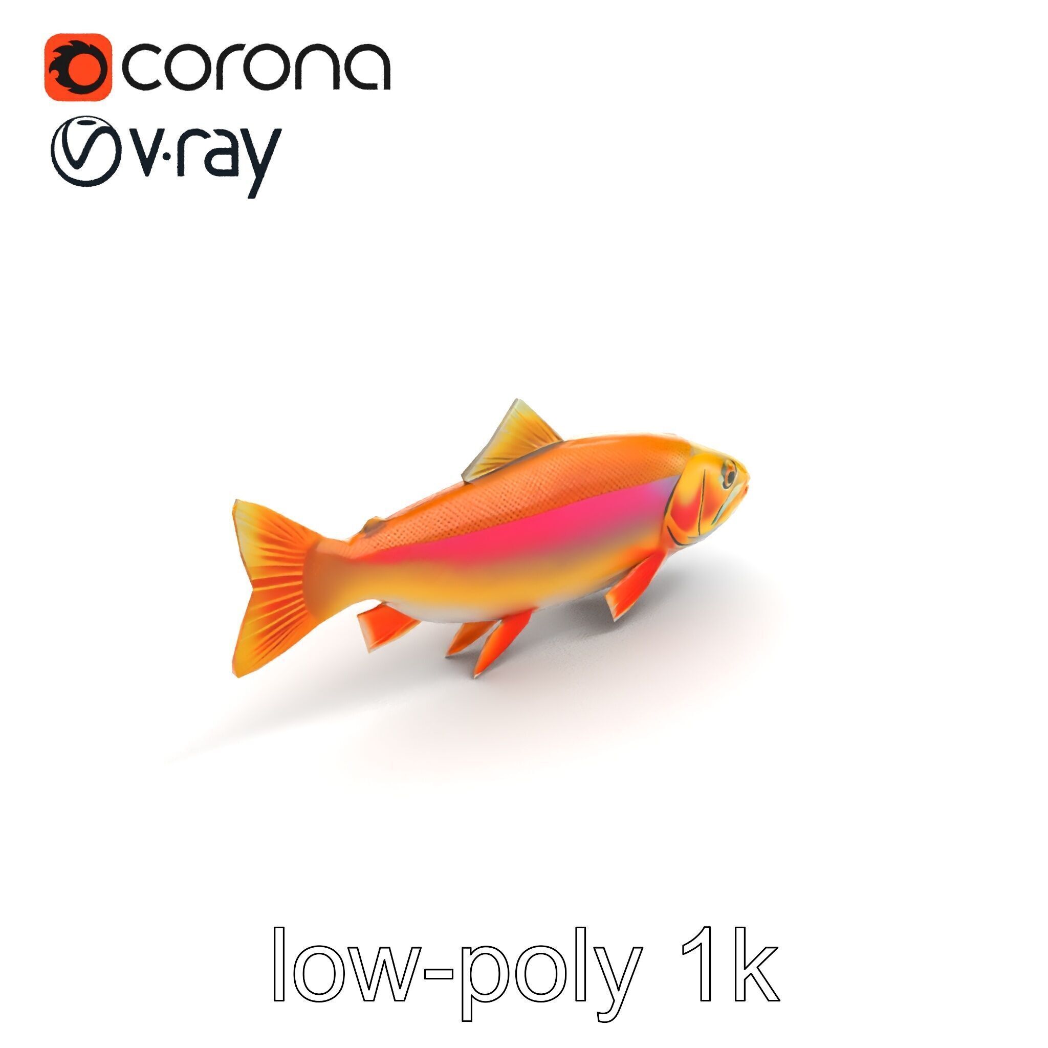 Golden Rainbow Trout 3D Realistic Model Pack Low-poly 3D model_9