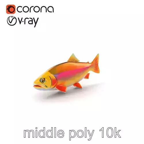Golden Rainbow Trout 3D Realistic Model Pack Low-poly 3D model