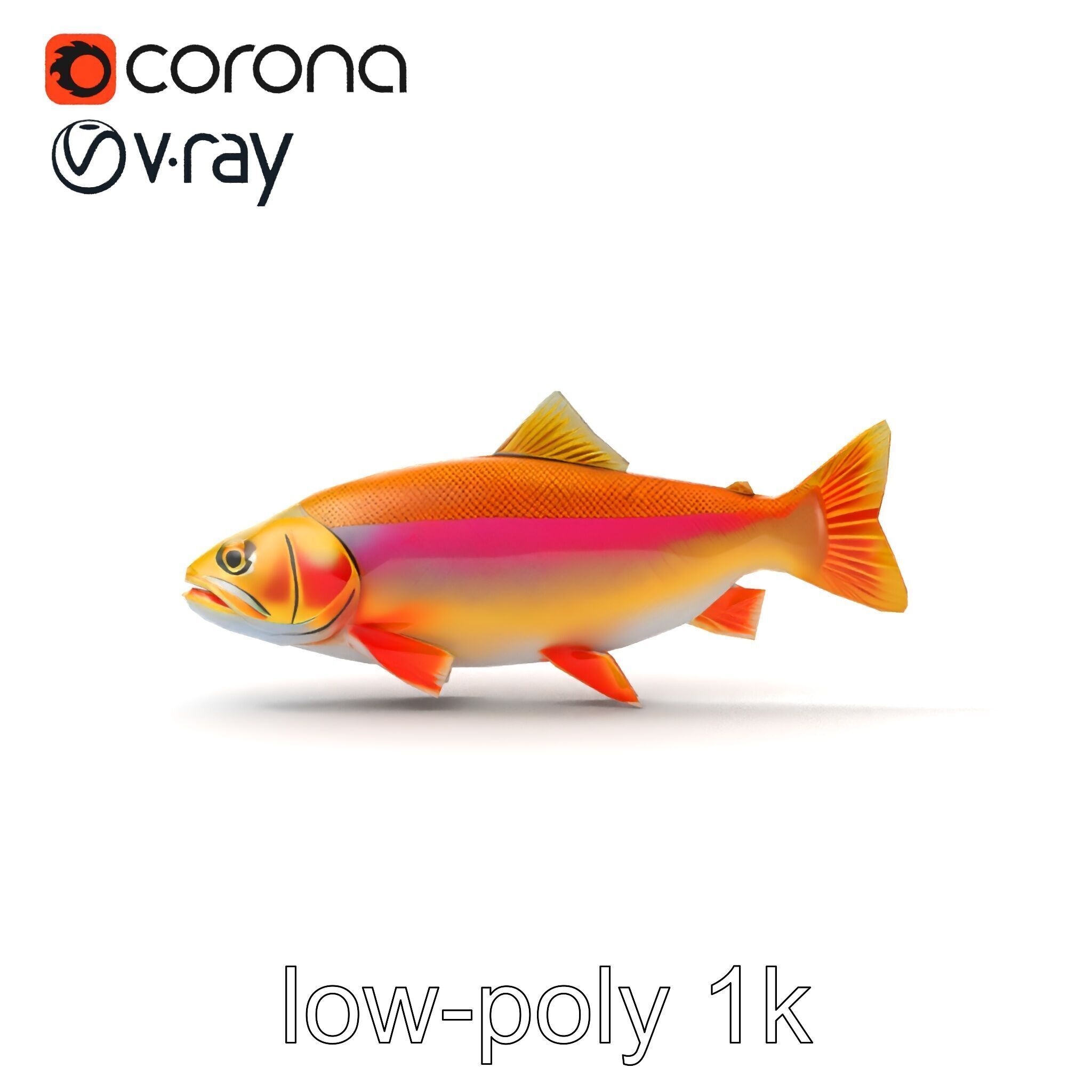 Golden Rainbow Trout 3D Realistic Model Pack Low-poly 3D model_17