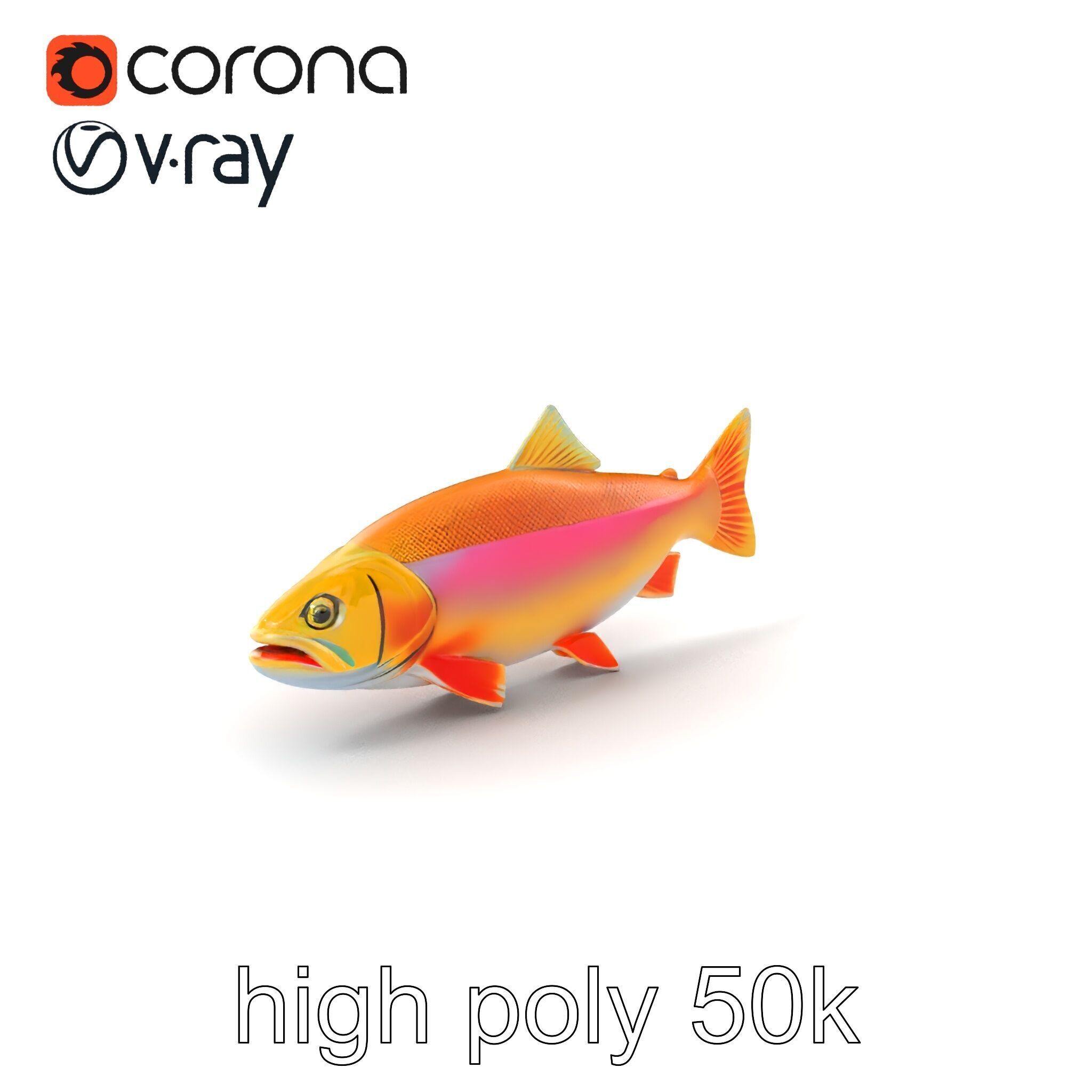 Golden Rainbow Trout 3D Realistic Model Pack Low-poly 3D model_2