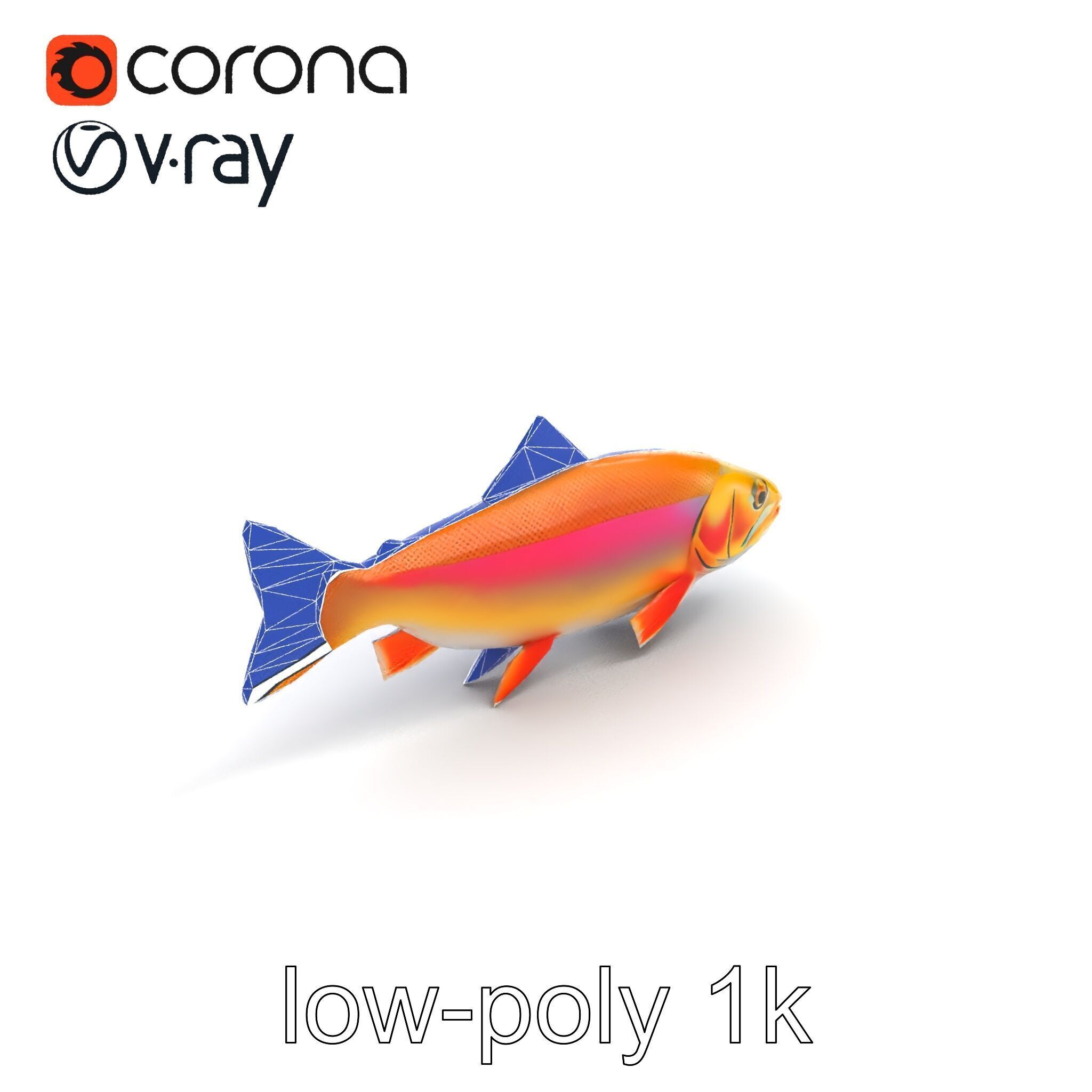 Golden Rainbow Trout 3D Realistic Model Pack Low-poly 3D model_11