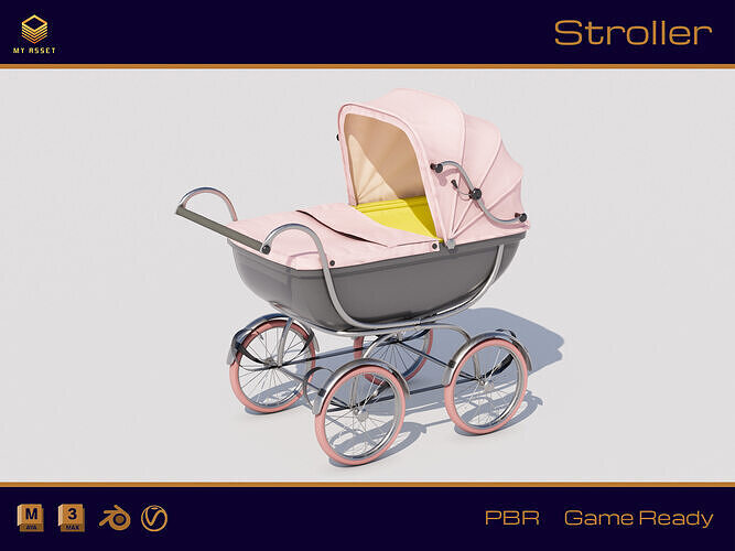 Stroller Low-poly 3D model