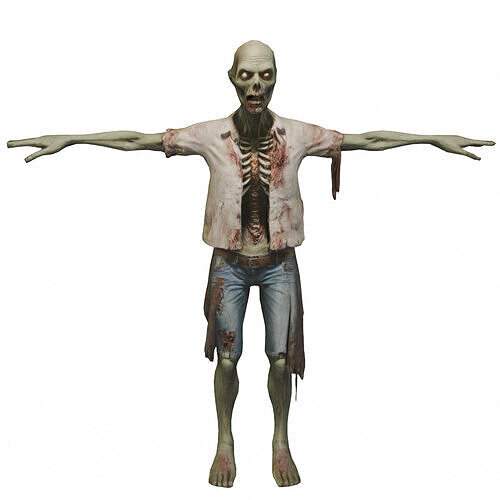 Realistic Zombie 3D Model Undead Horror Creature Game Low-poly 3D model
