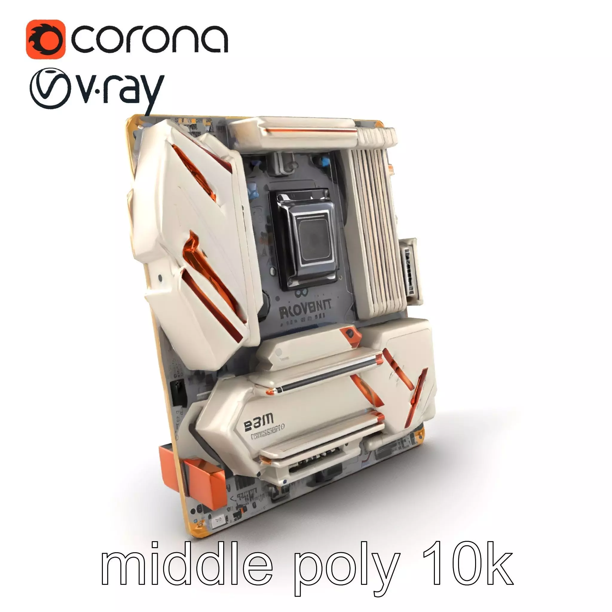 Designer Motherboard with Rose Gold Trim model pack Low-poly 3D model_0