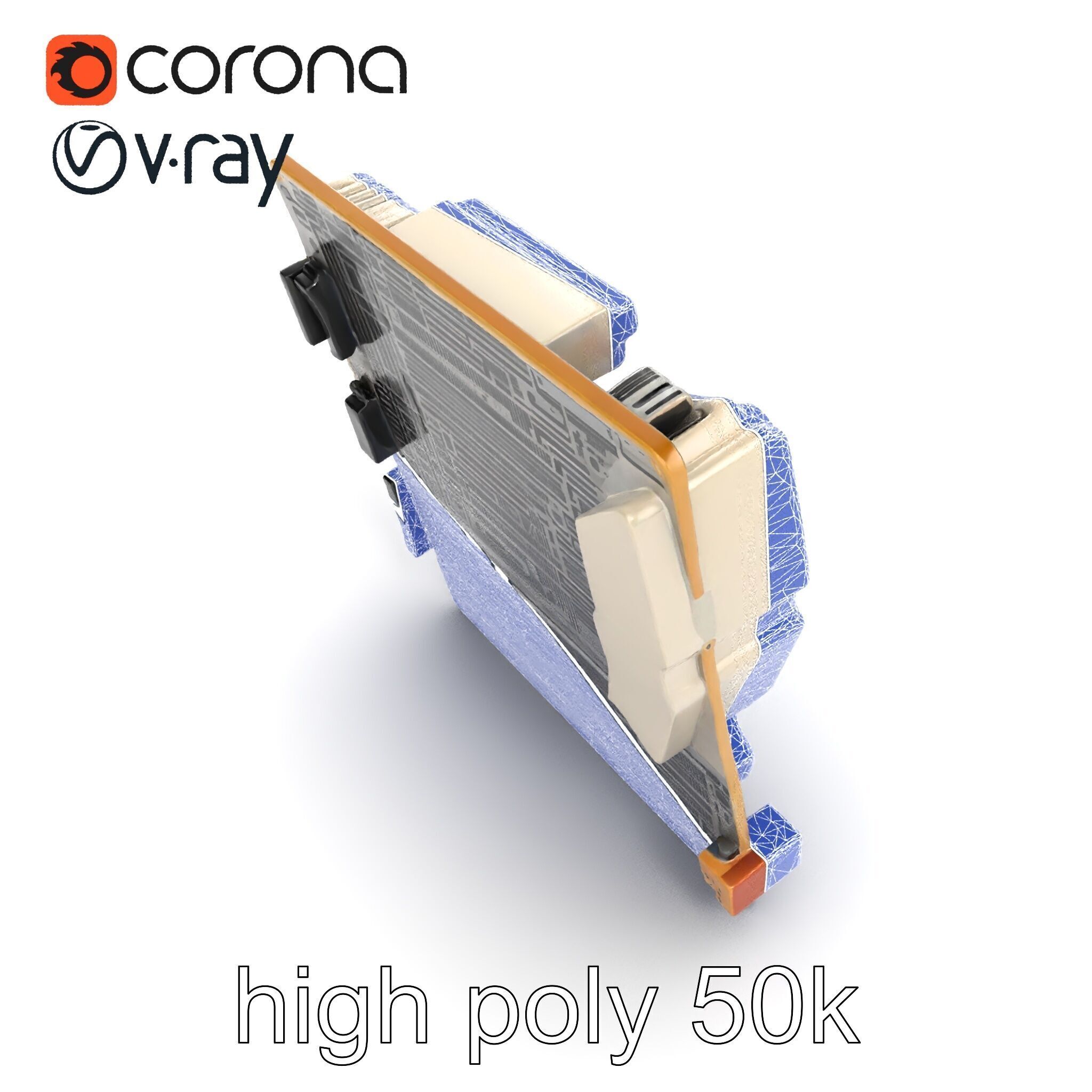 Designer Motherboard with Rose Gold Trim model pack Low-poly 3D model_16