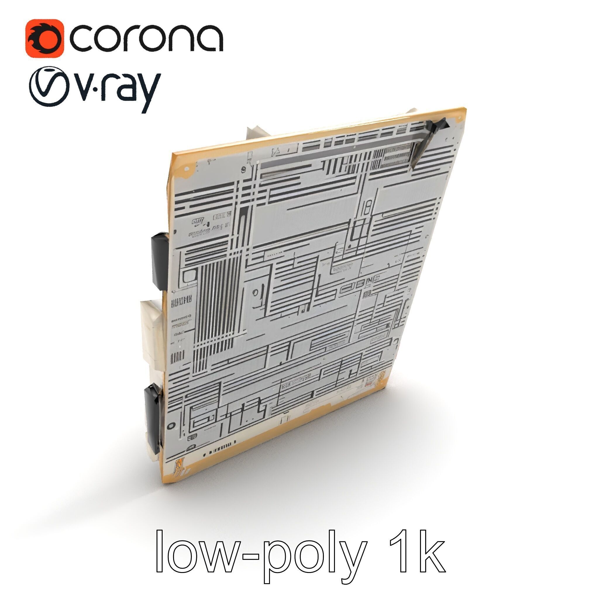 Designer Motherboard with Rose Gold Trim model pack Low-poly 3D model_8