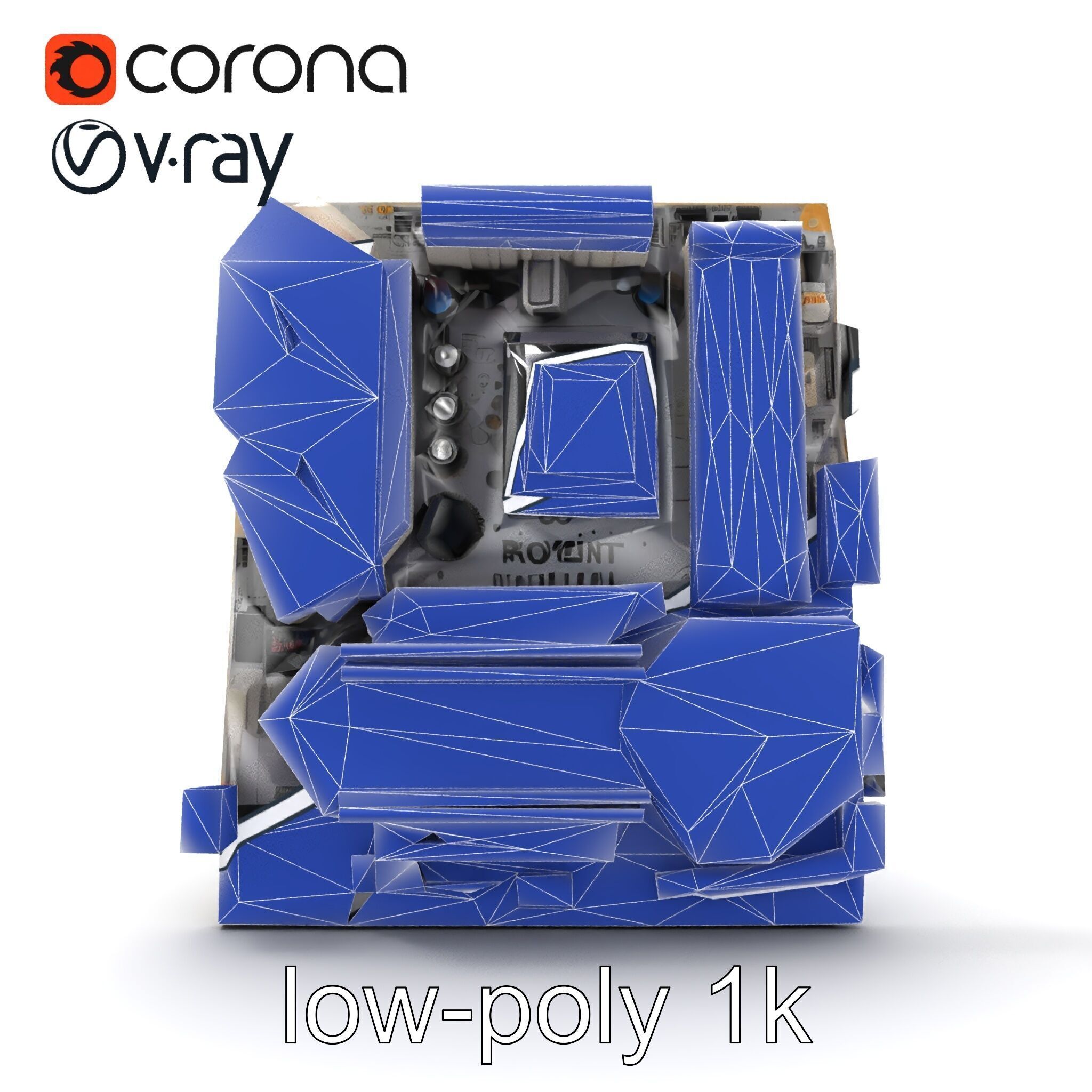 Designer Motherboard with Rose Gold Trim model pack Low-poly 3D model_17