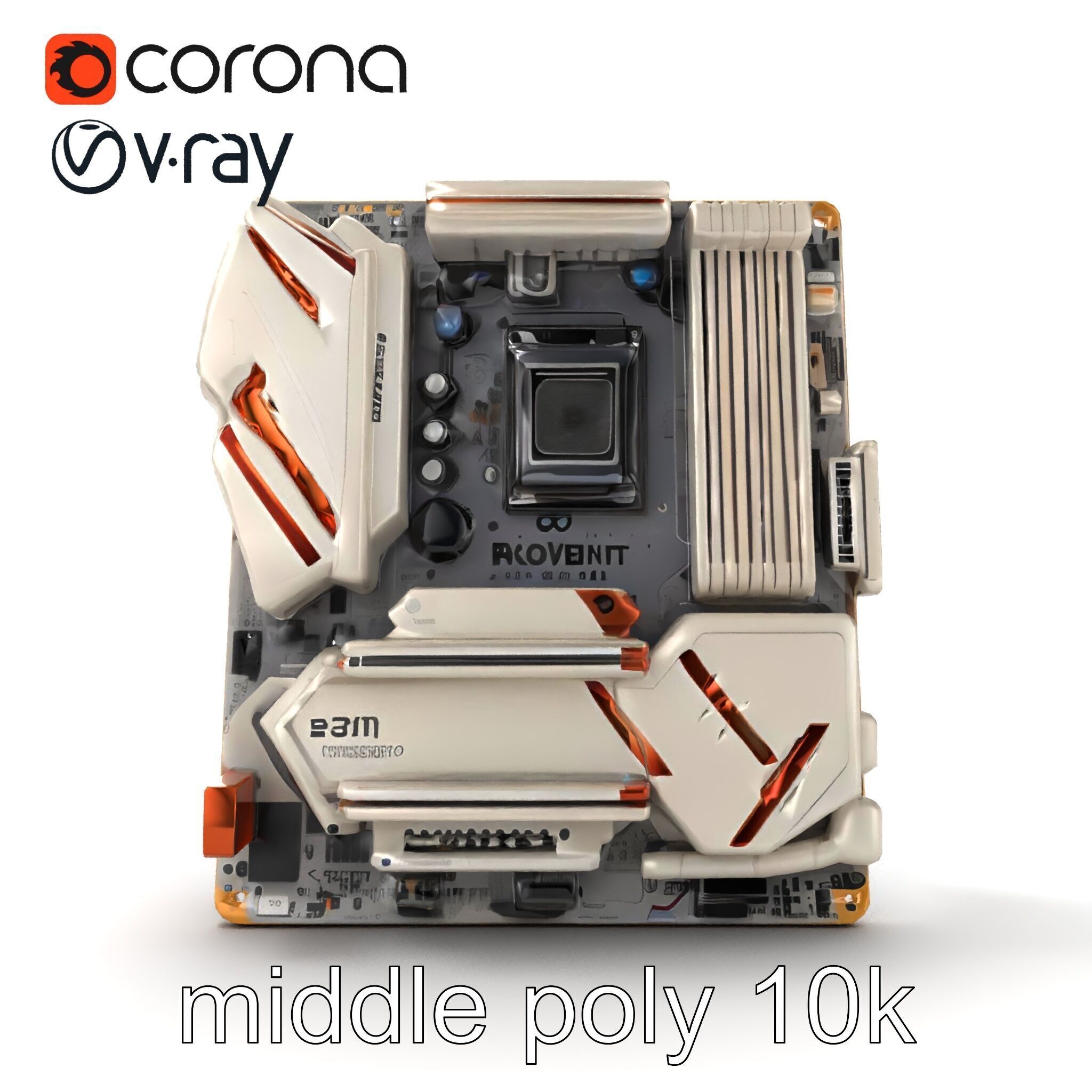 Designer Motherboard with Rose Gold Trim model pack Low-poly 3D model_29
