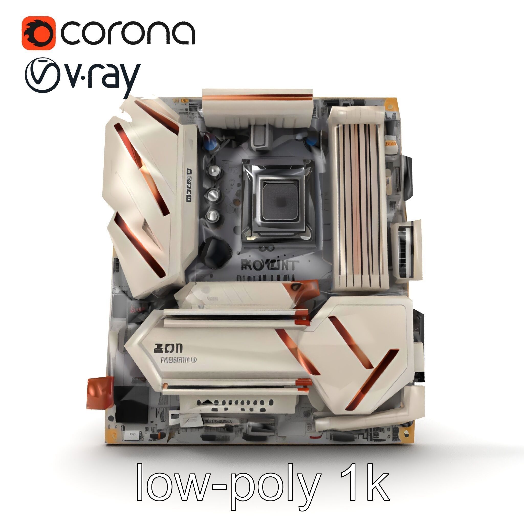 Designer Motherboard with Rose Gold Trim model pack Low-poly 3D model_25