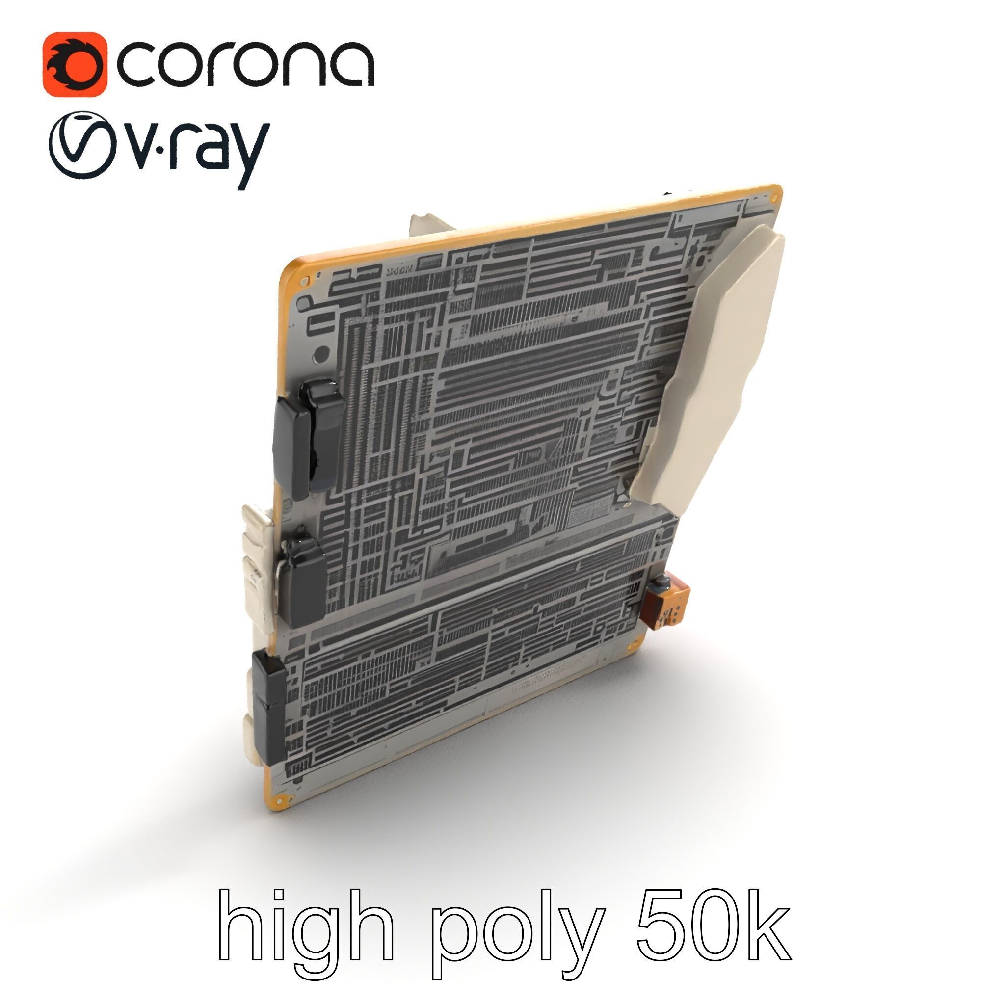 Designer Motherboard with Rose Gold Trim model pack Low-poly 3D model_9