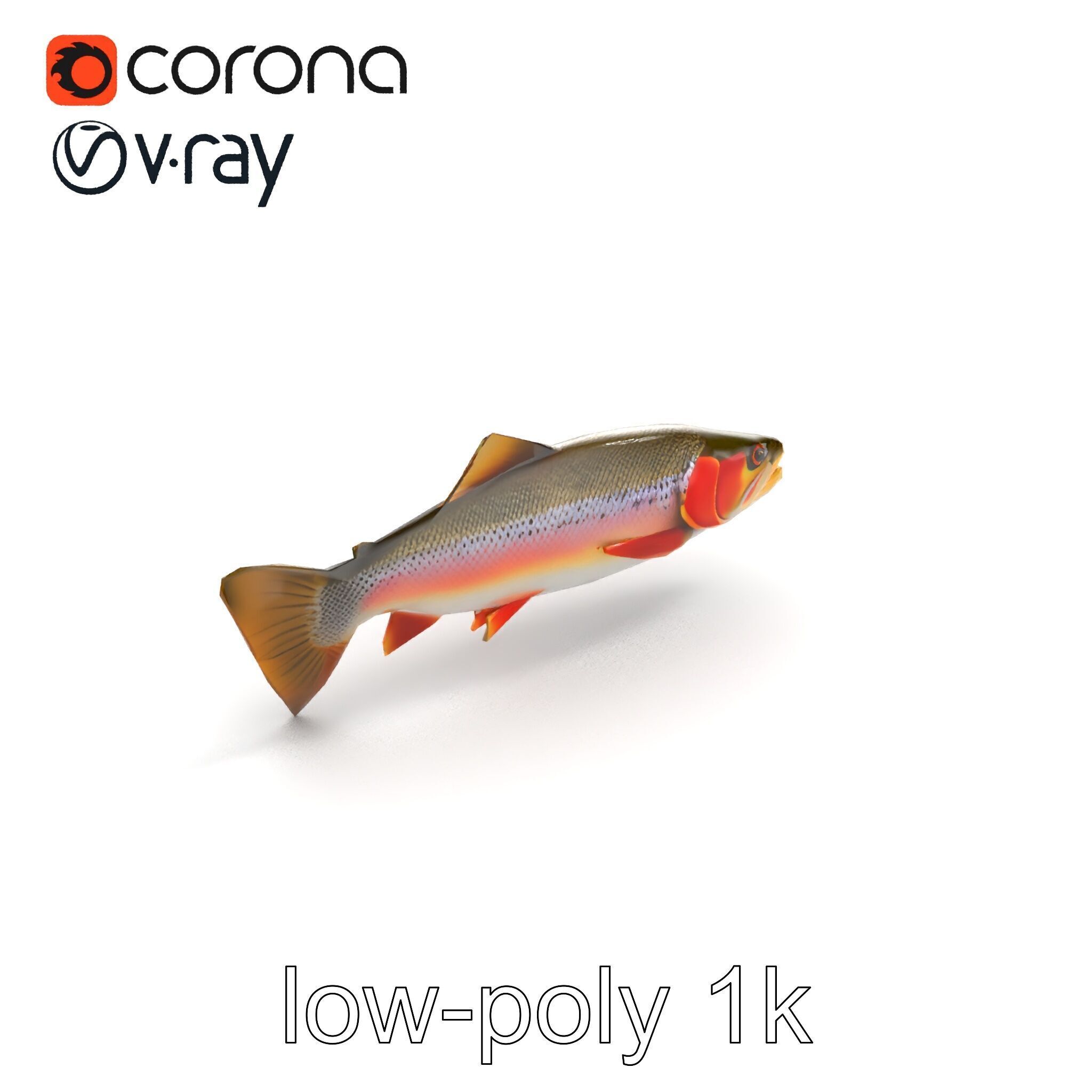 Artistic Cutthroat Trout with Detailed Markings model pack Low-poly 3D model_9