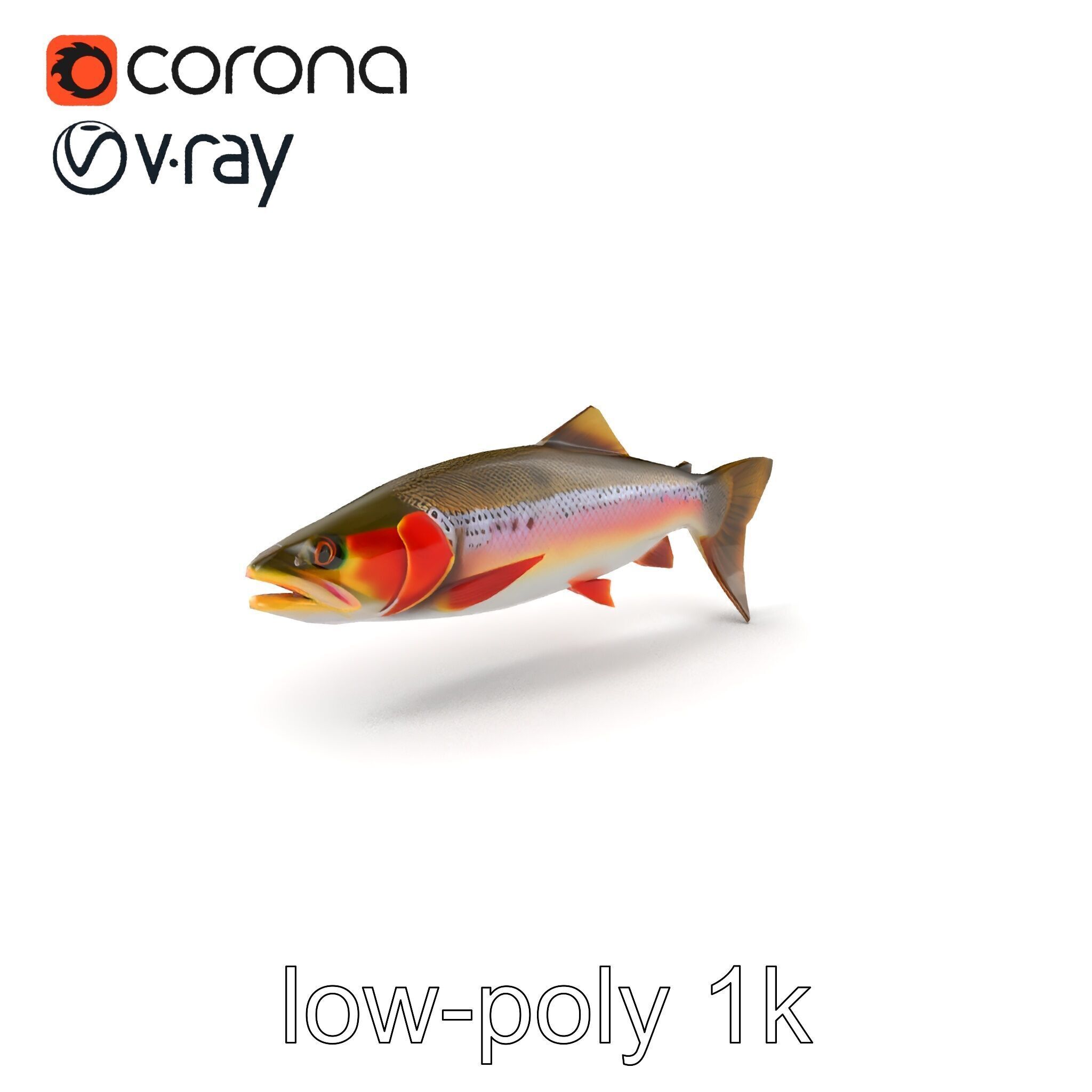 Artistic Cutthroat Trout with Detailed Markings model pack Low-poly 3D model_5