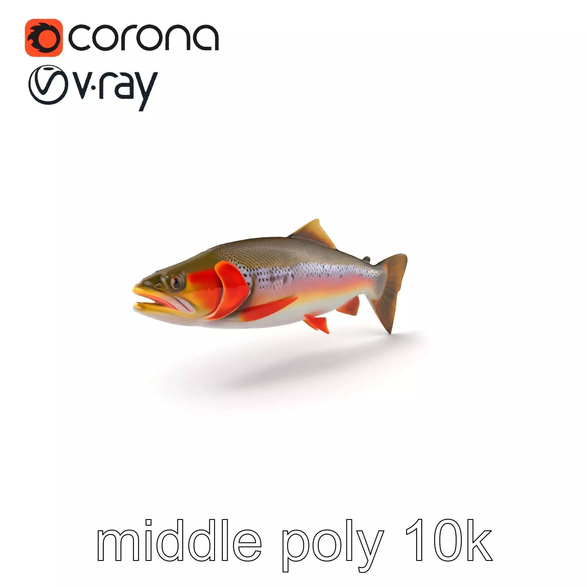 Artistic Cutthroat Trout with Detailed Markings model pack Low-poly 3D model_0