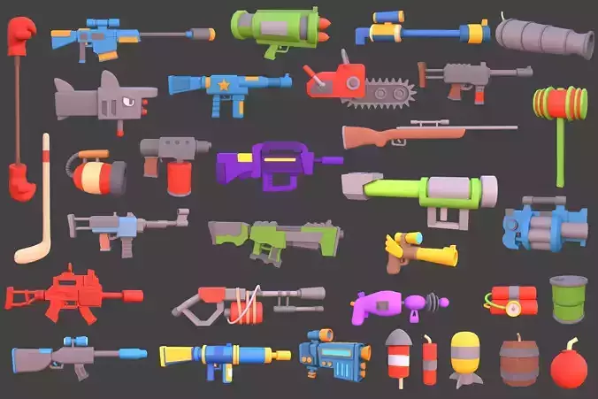 Weapons - Low Poly Weapons pack by Ake Low-poly 3D model