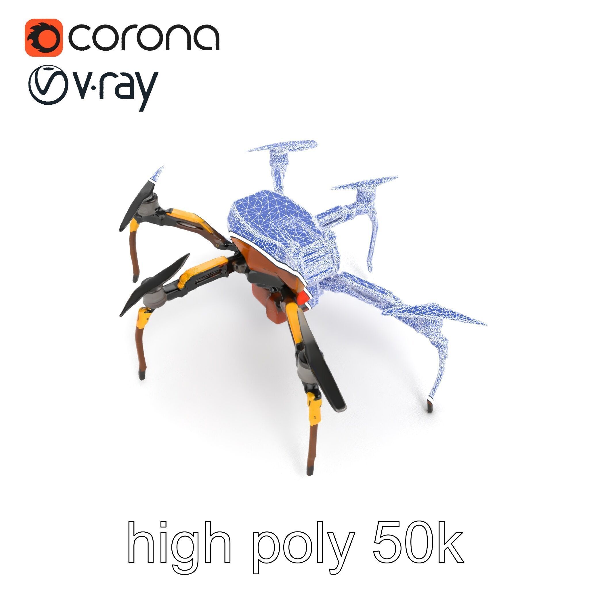 Spider Research Drone Versatile Model Pack Low-poly 3D model_16