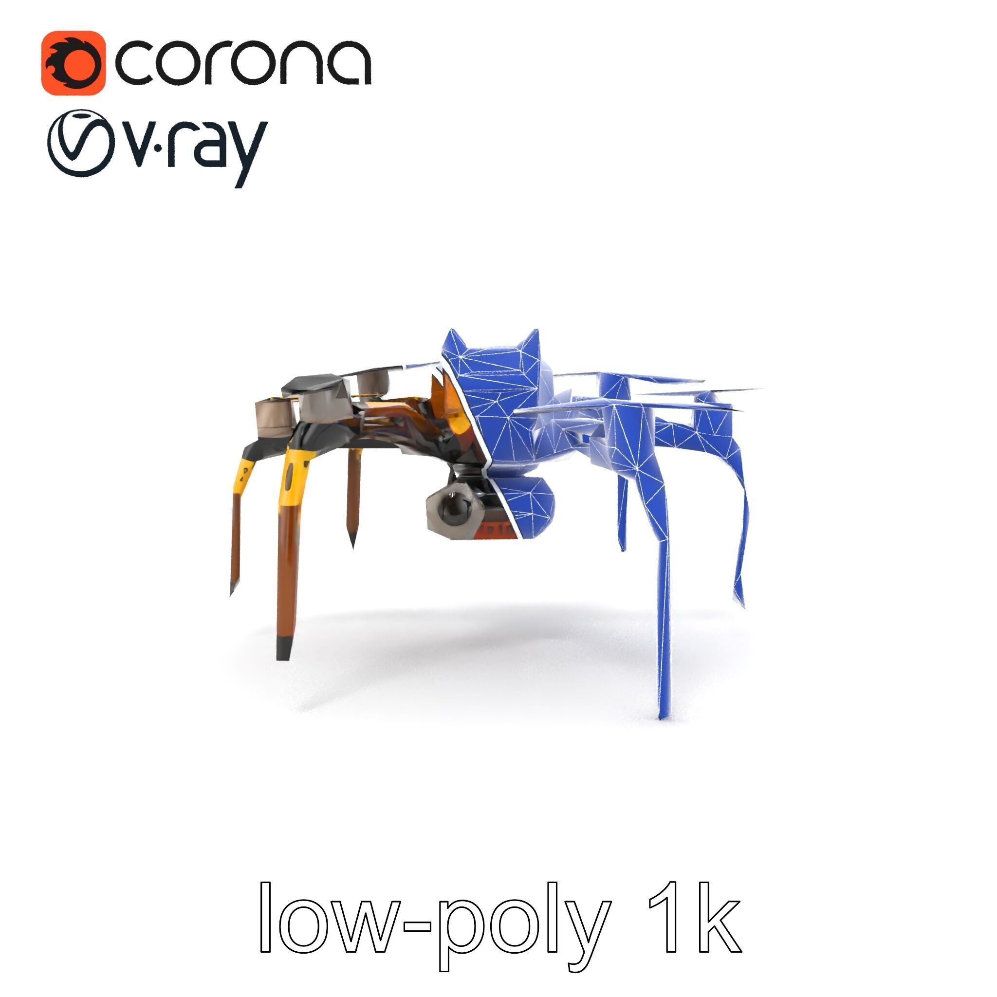 Spider Research Drone Versatile Model Pack Low-poly 3D model_27
