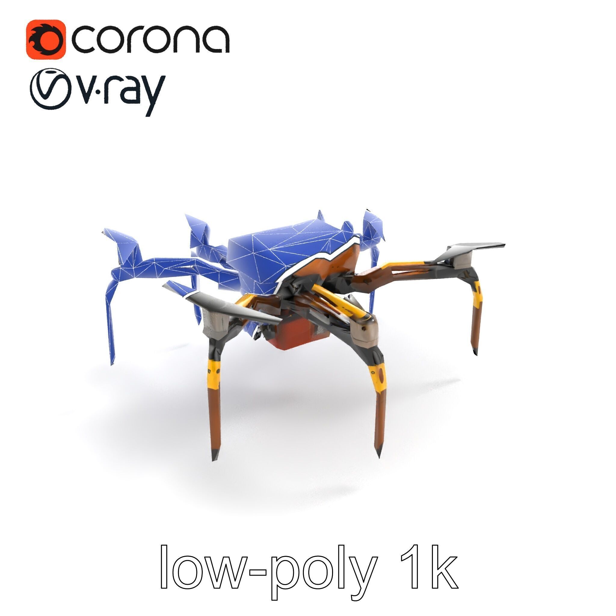 Spider Research Drone Versatile Model Pack Low-poly 3D model_13