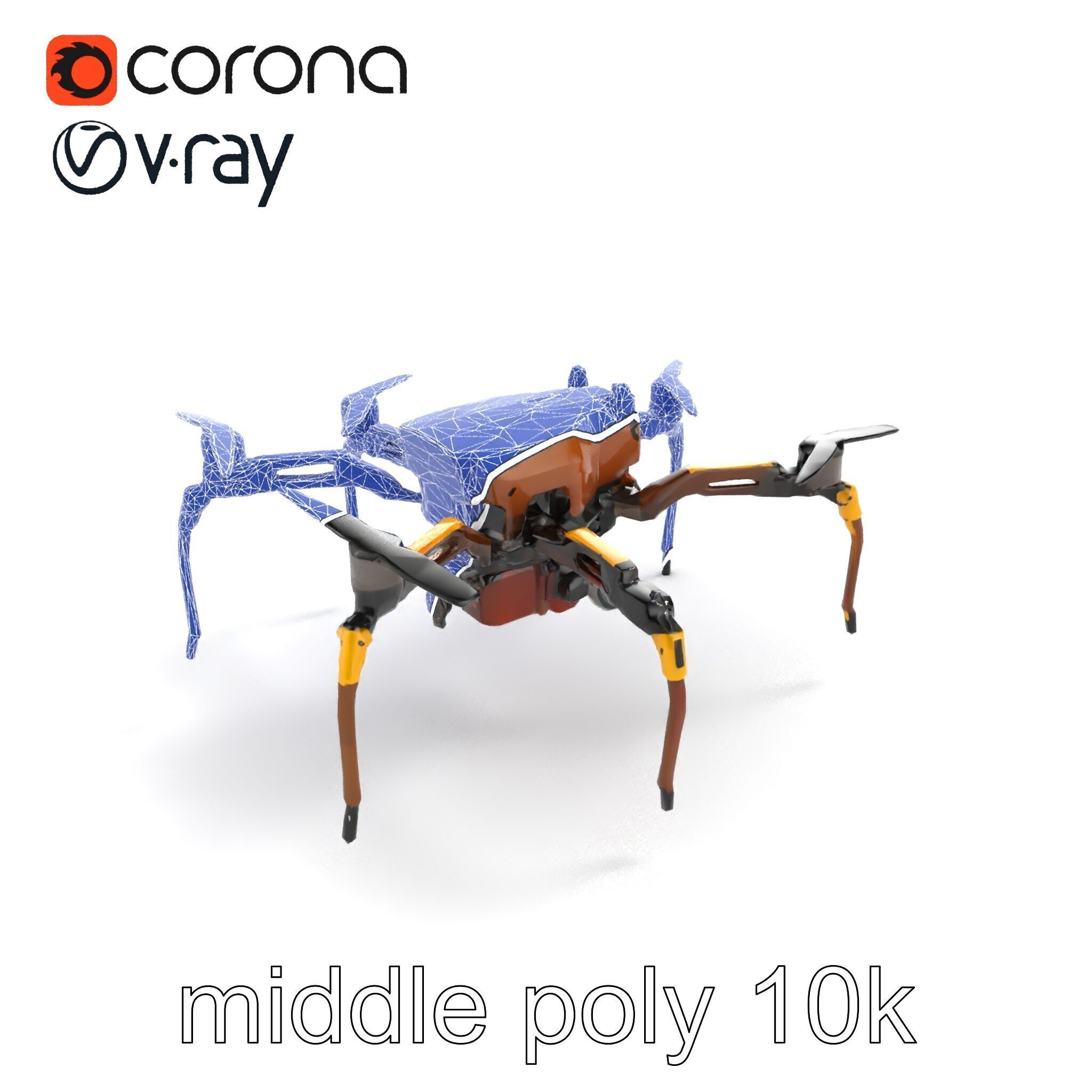 Spider Research Drone Versatile Model Pack Low-poly 3D model_14