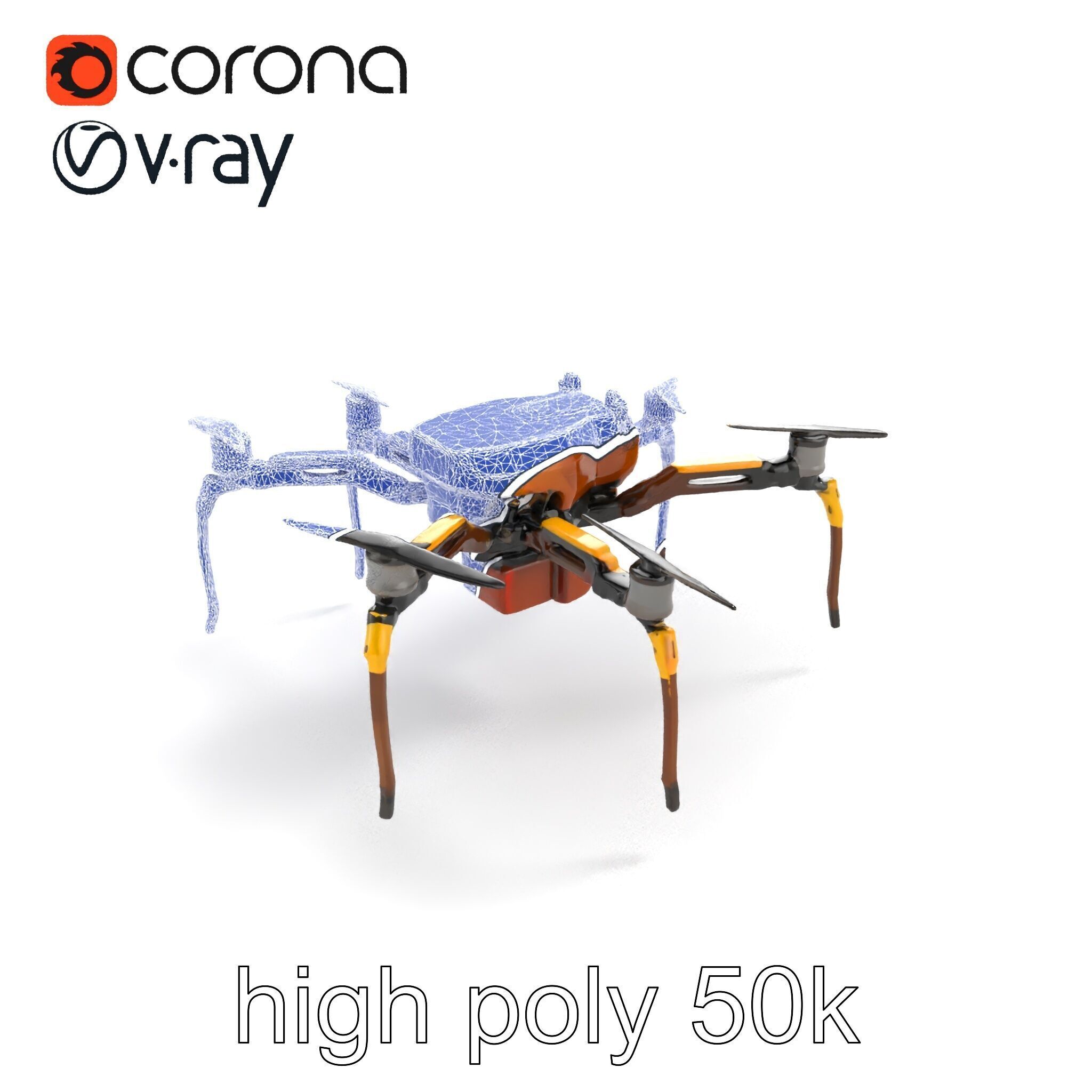 Spider Research Drone Versatile Model Pack Low-poly 3D model_18