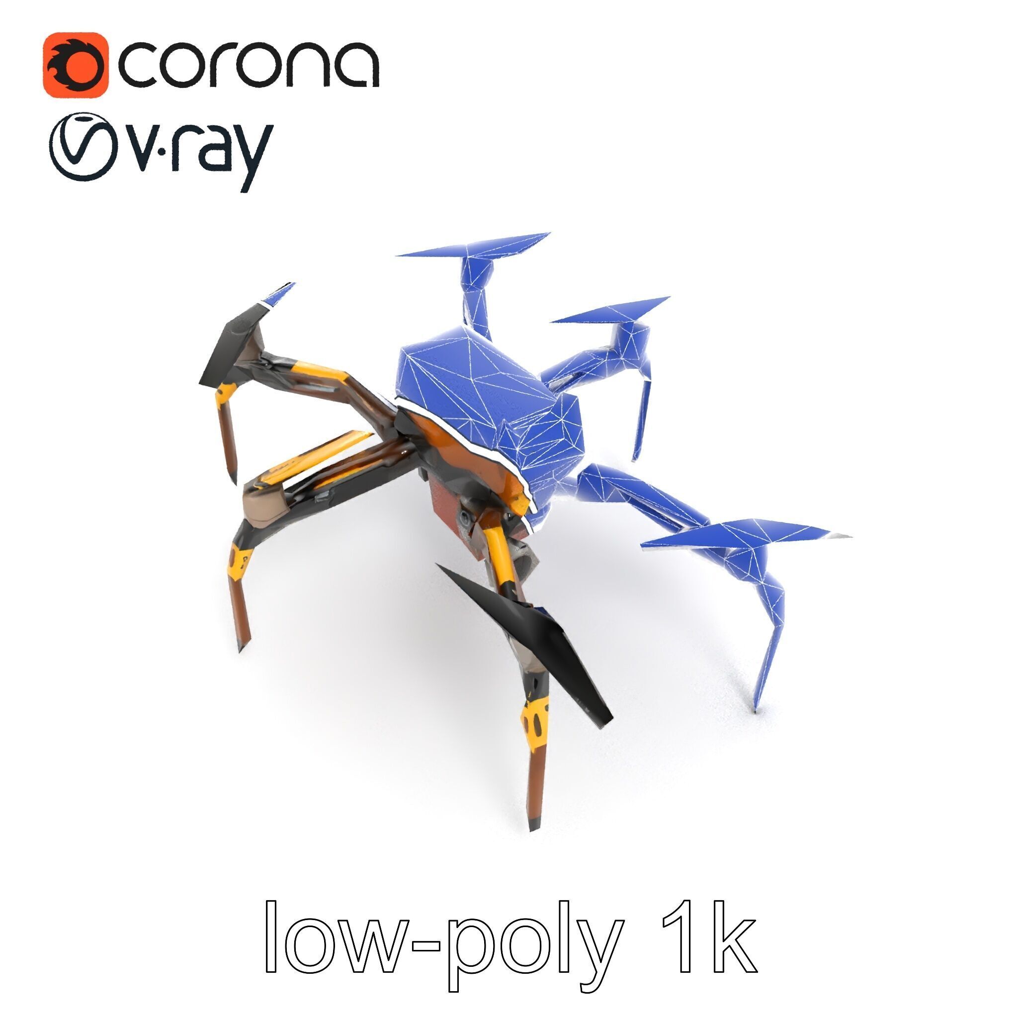 Spider Research Drone Versatile Model Pack Low-poly 3D model_28