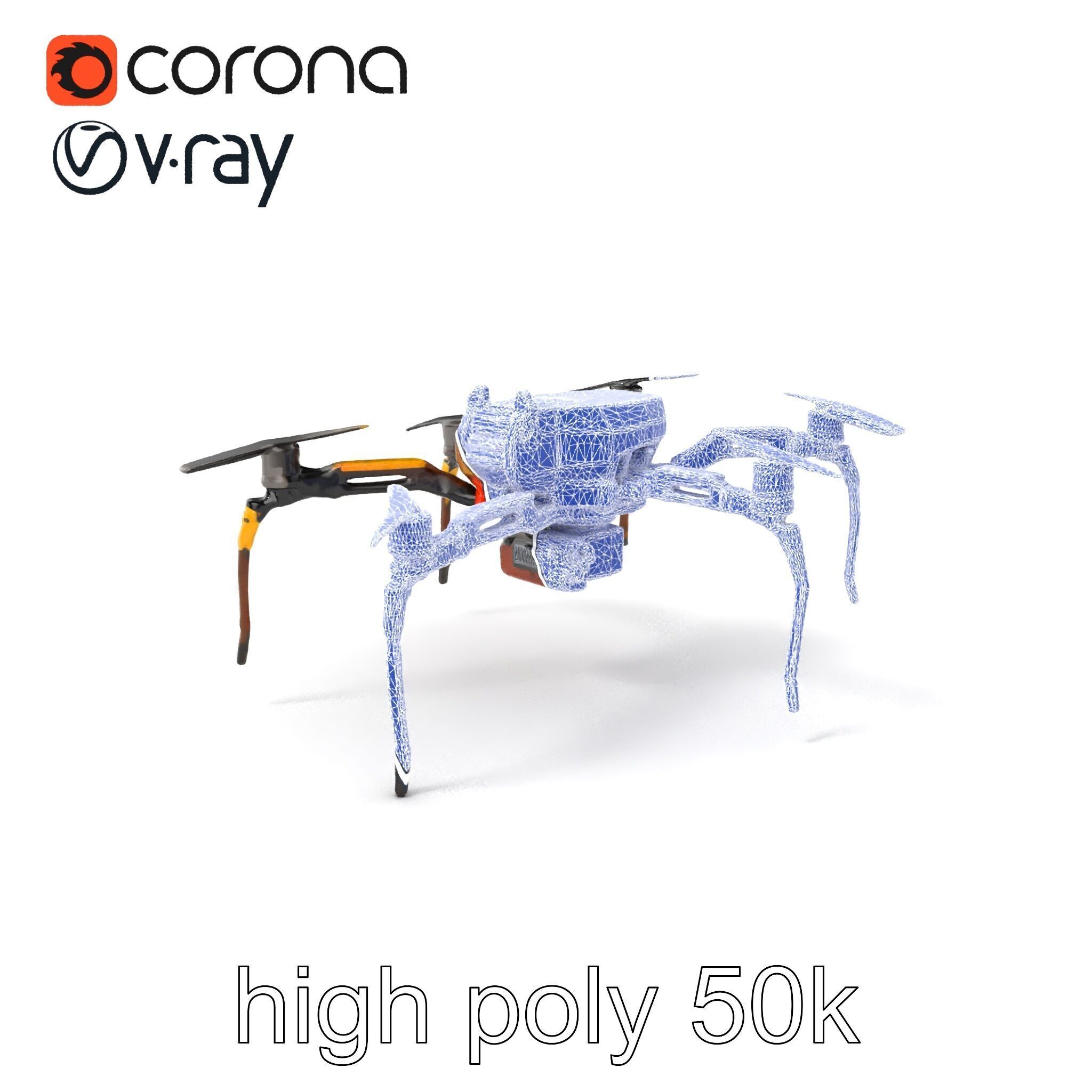 Spider Research Drone Versatile Model Pack Low-poly 3D model_10