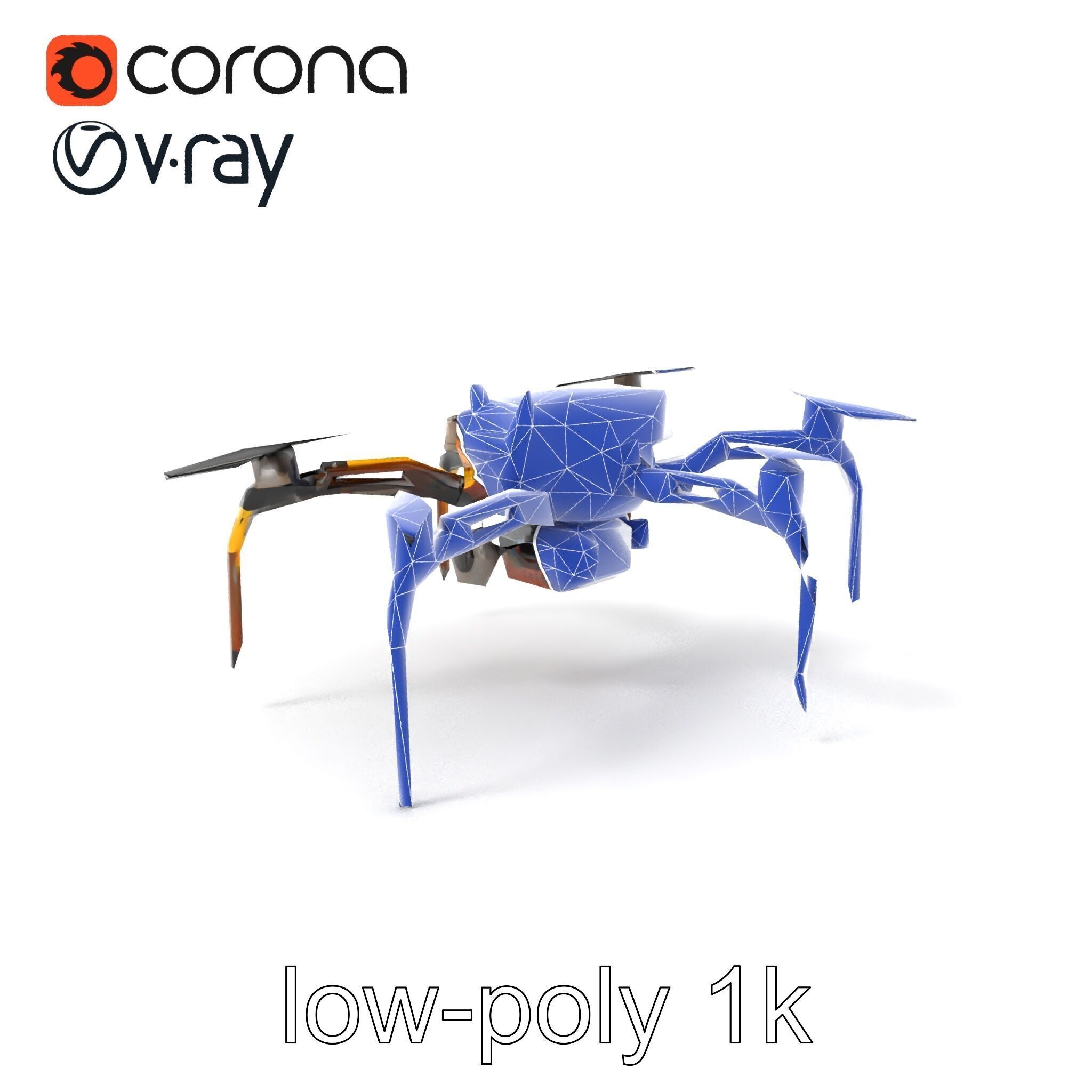 Spider Research Drone Versatile Model Pack Low-poly 3D model_7