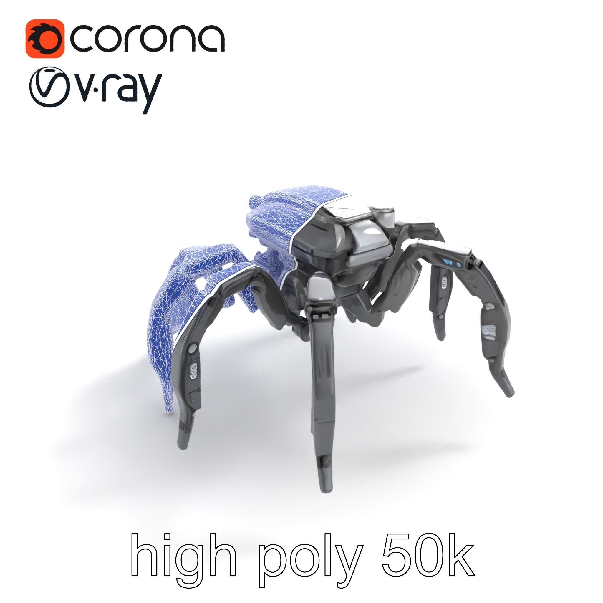 Arachnid Security Bot with Eight Limbs Model Pack Low-poly 3D model_10