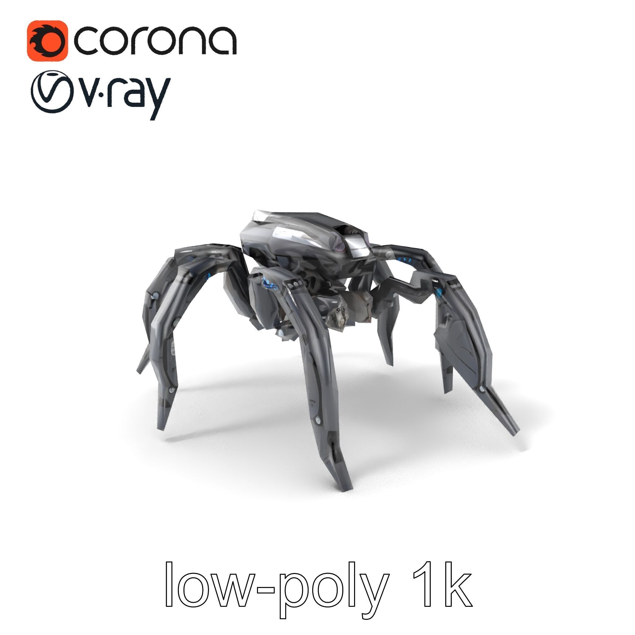 Arachnid Security Bot with Eight Limbs Model Pack Low-poly 3D model_4