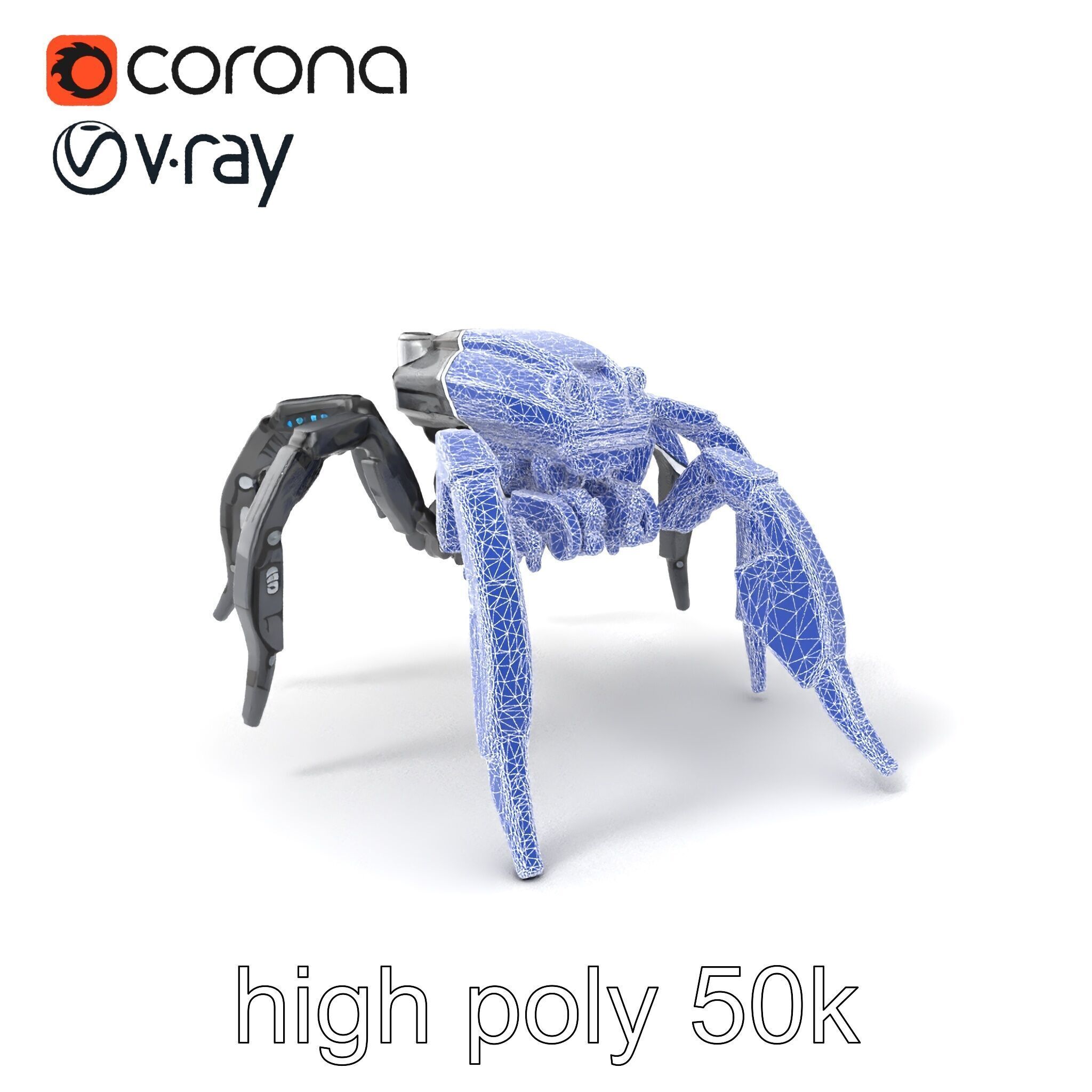 Arachnid Security Bot with Eight Limbs Model Pack Low-poly 3D model_1