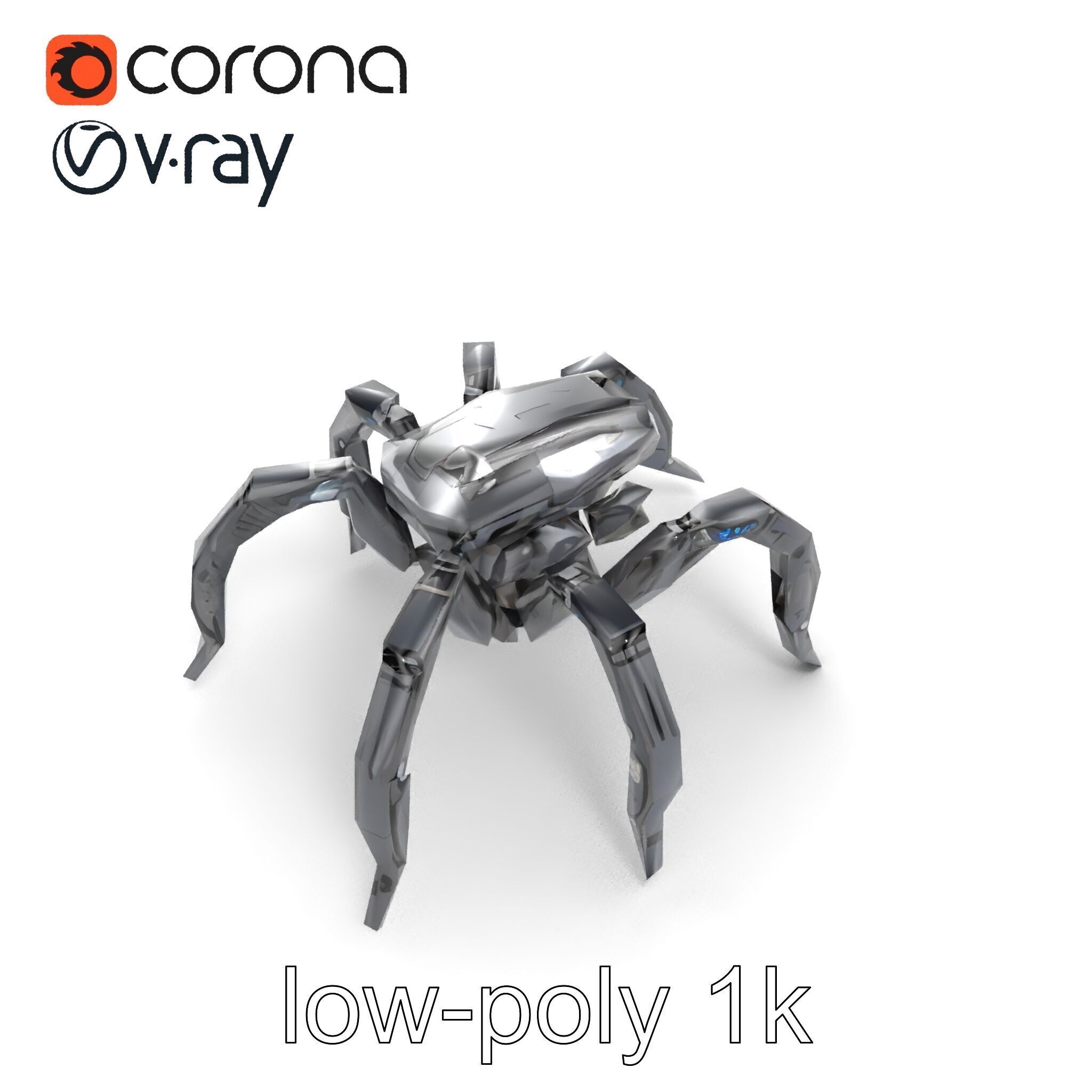 Arachnid Security Bot with Eight Limbs Model Pack Low-poly 3D model_15