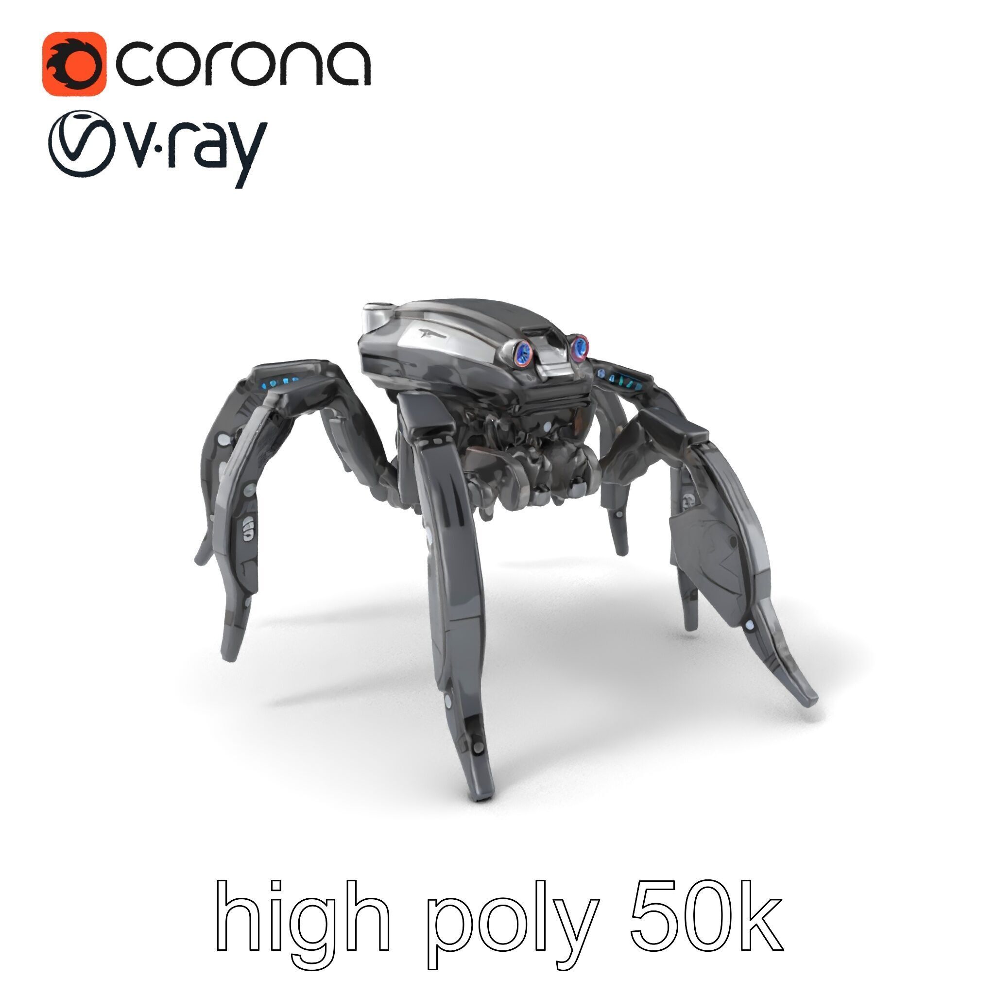 Arachnid Security Bot with Eight Limbs Model Pack Low-poly 3D model_2