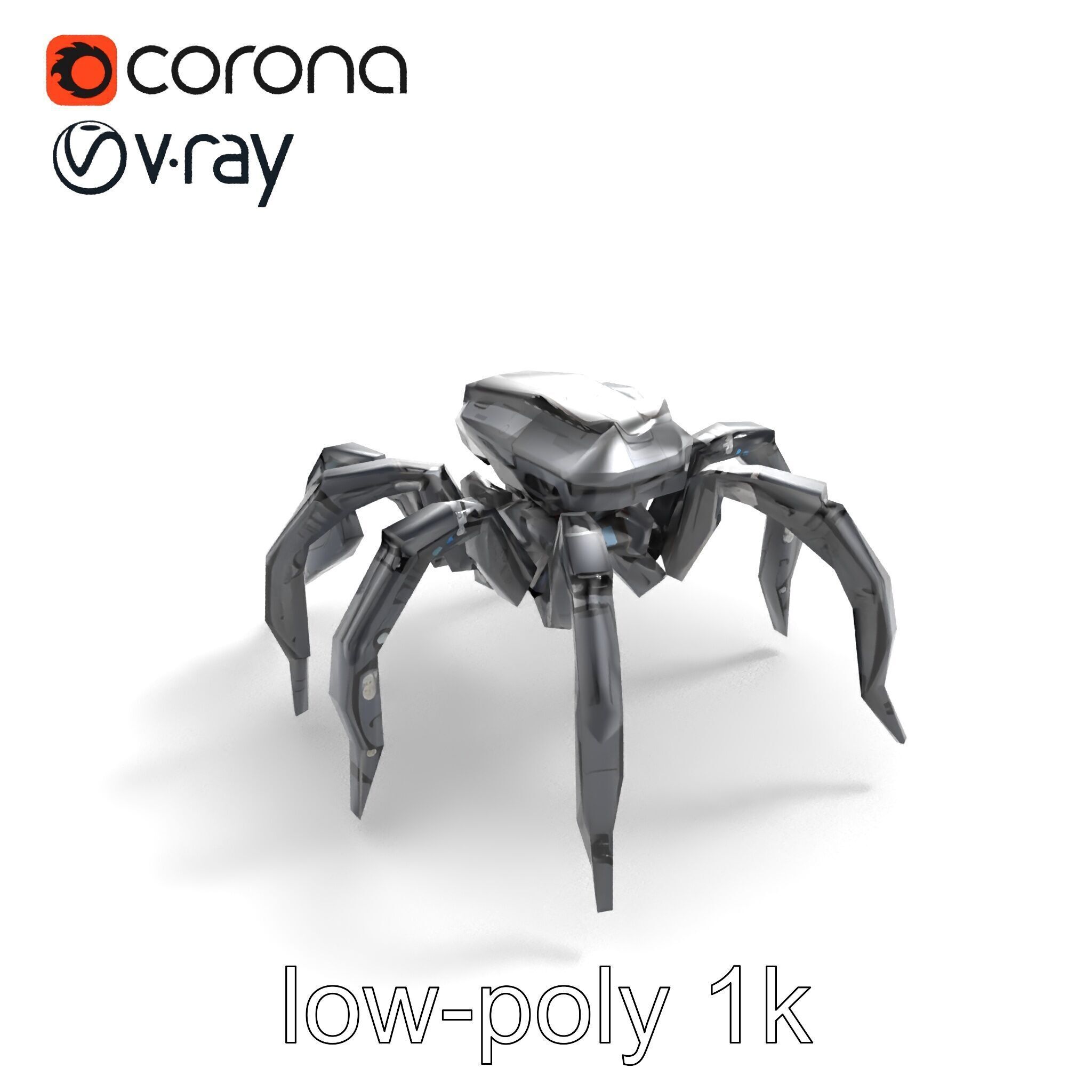 Arachnid Security Bot with Eight Limbs Model Pack Low-poly 3D model_8