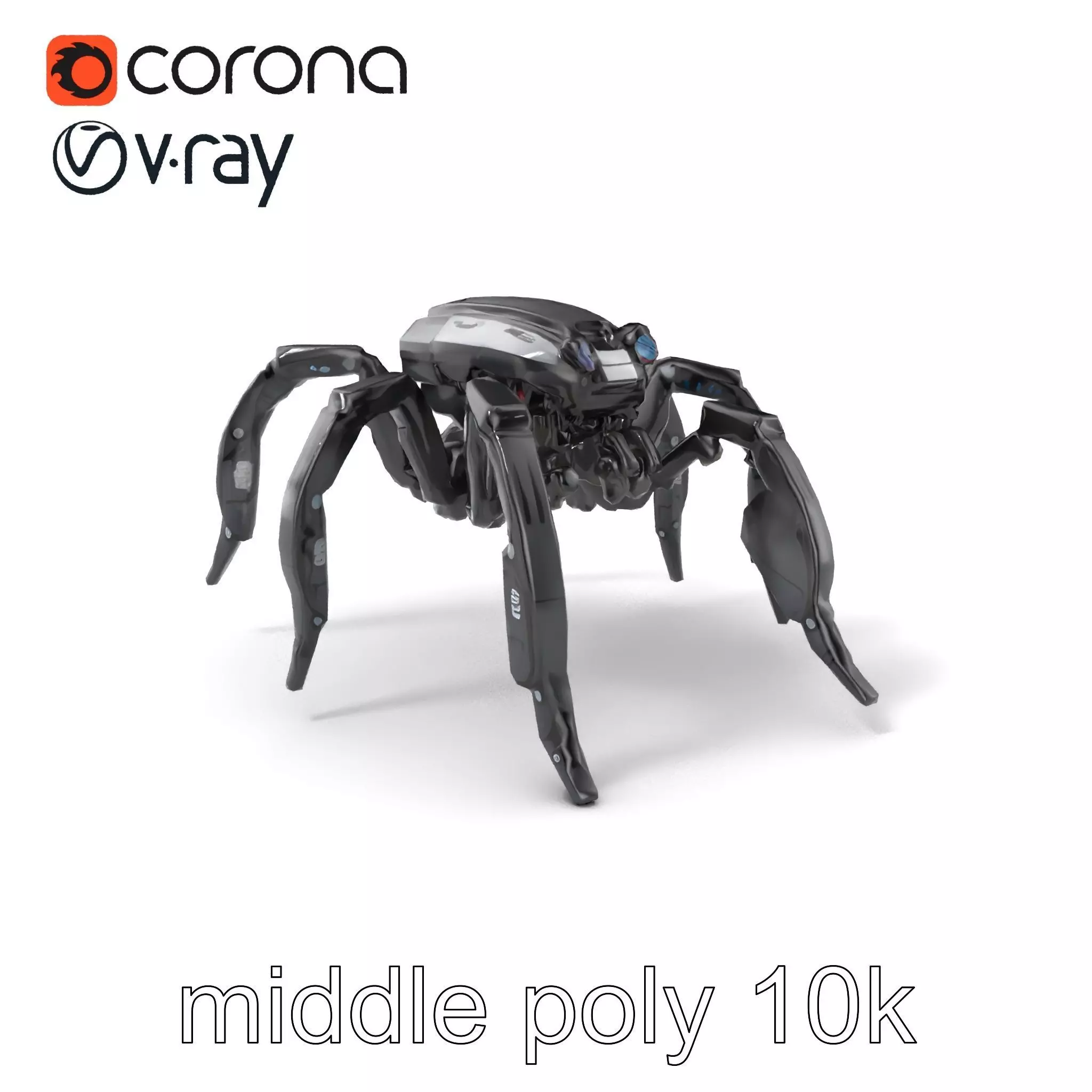Arachnid Security Bot with Eight Limbs Model Pack Low-poly 3D model_0