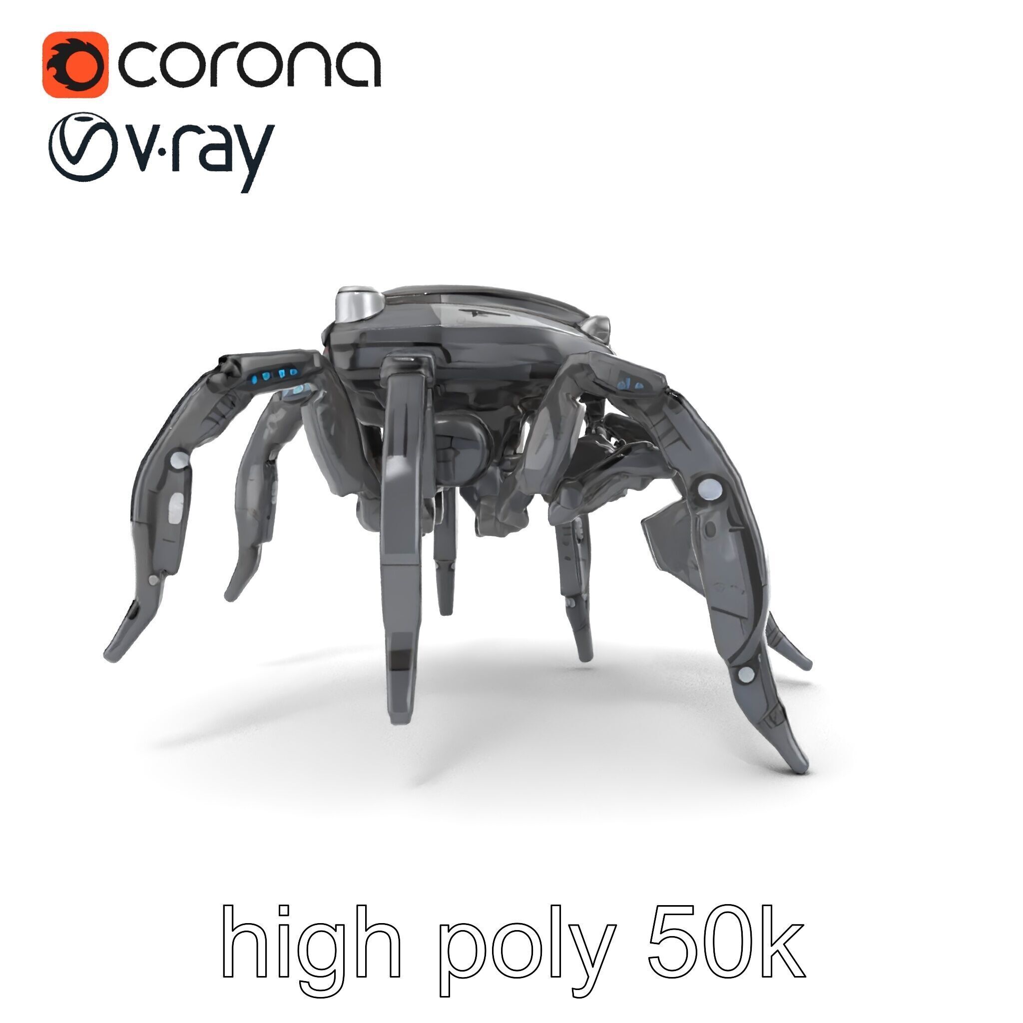 Arachnid Security Bot with Eight Limbs Model Pack Low-poly 3D model_26