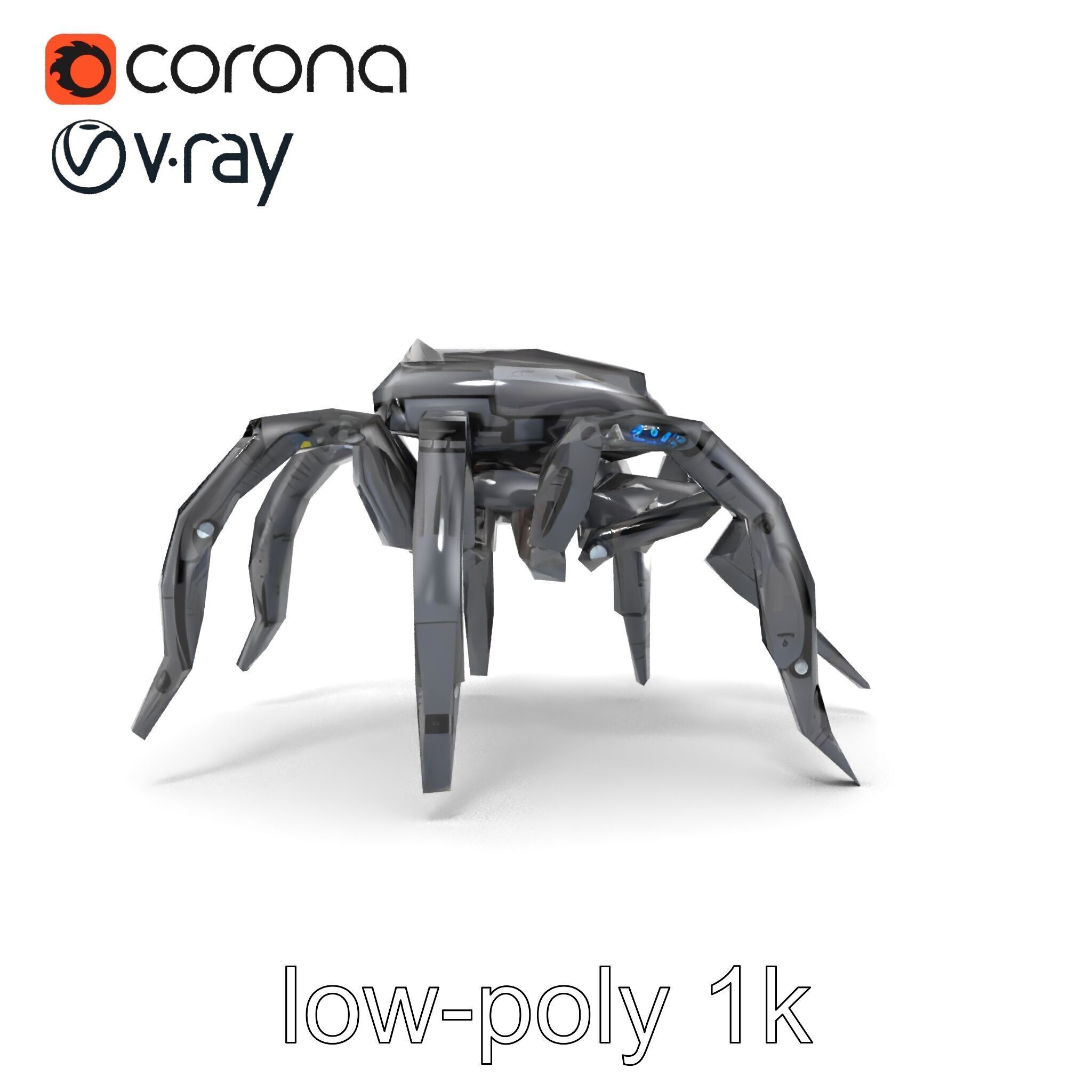 Arachnid Security Bot with Eight Limbs Model Pack Low-poly 3D model_17